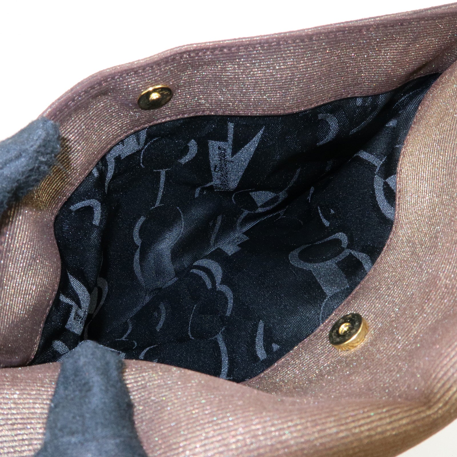 Ferragamo Logo Gancini Canvas Leather Shoulder Bag Brown
