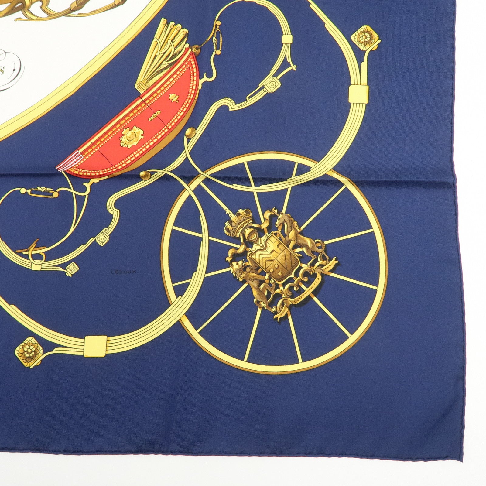 HERMES Carre 90 Silk 100% Scarf SPRINGS Navy