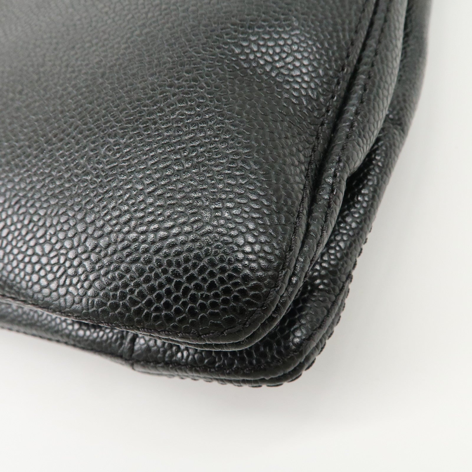 CHANEL COCO Mark Caviar Skin Tote Bag Hand Shoulder Bag Black Used