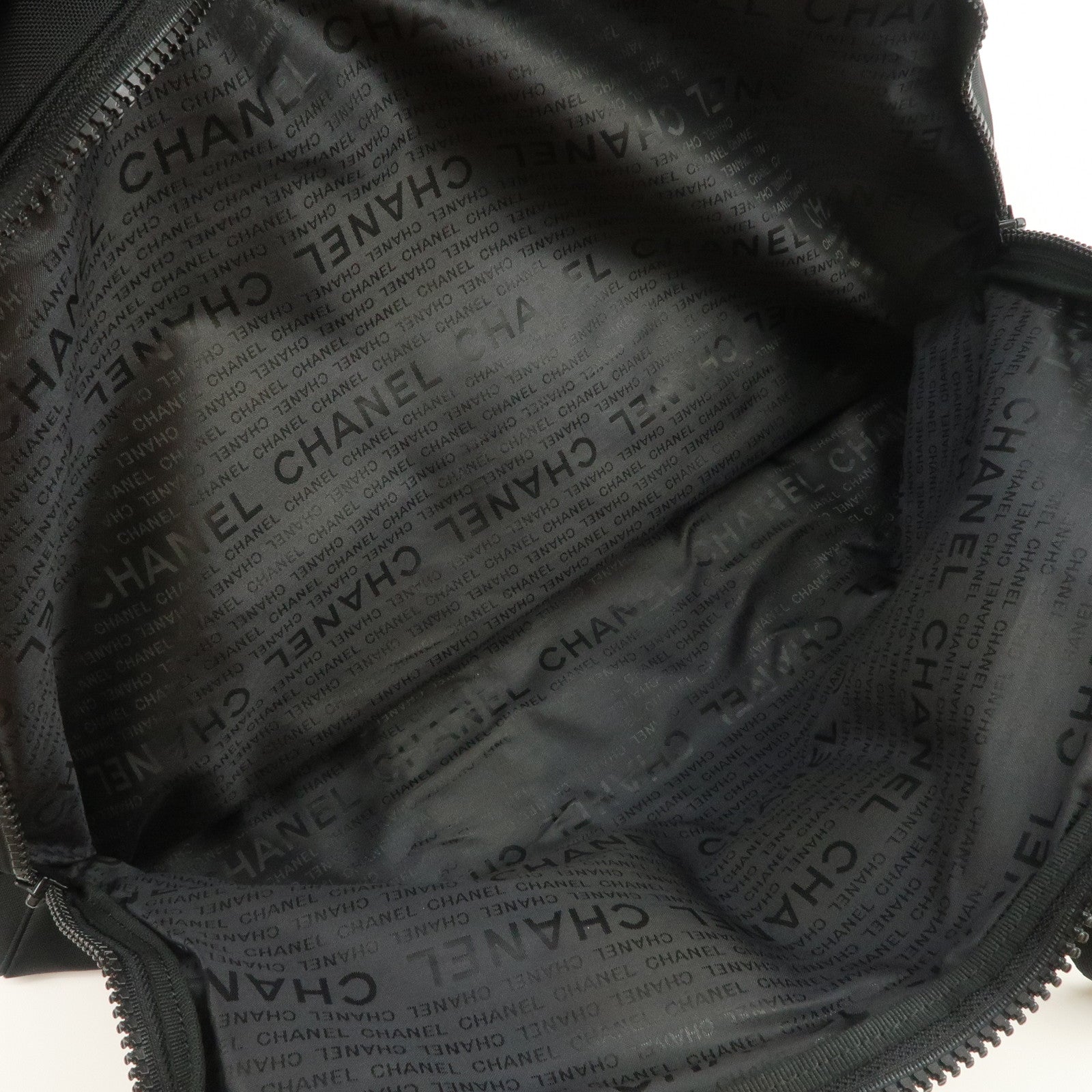 CHANEL Sports Line COCO Mark Nylon Boston Bag Hand Bag Black
