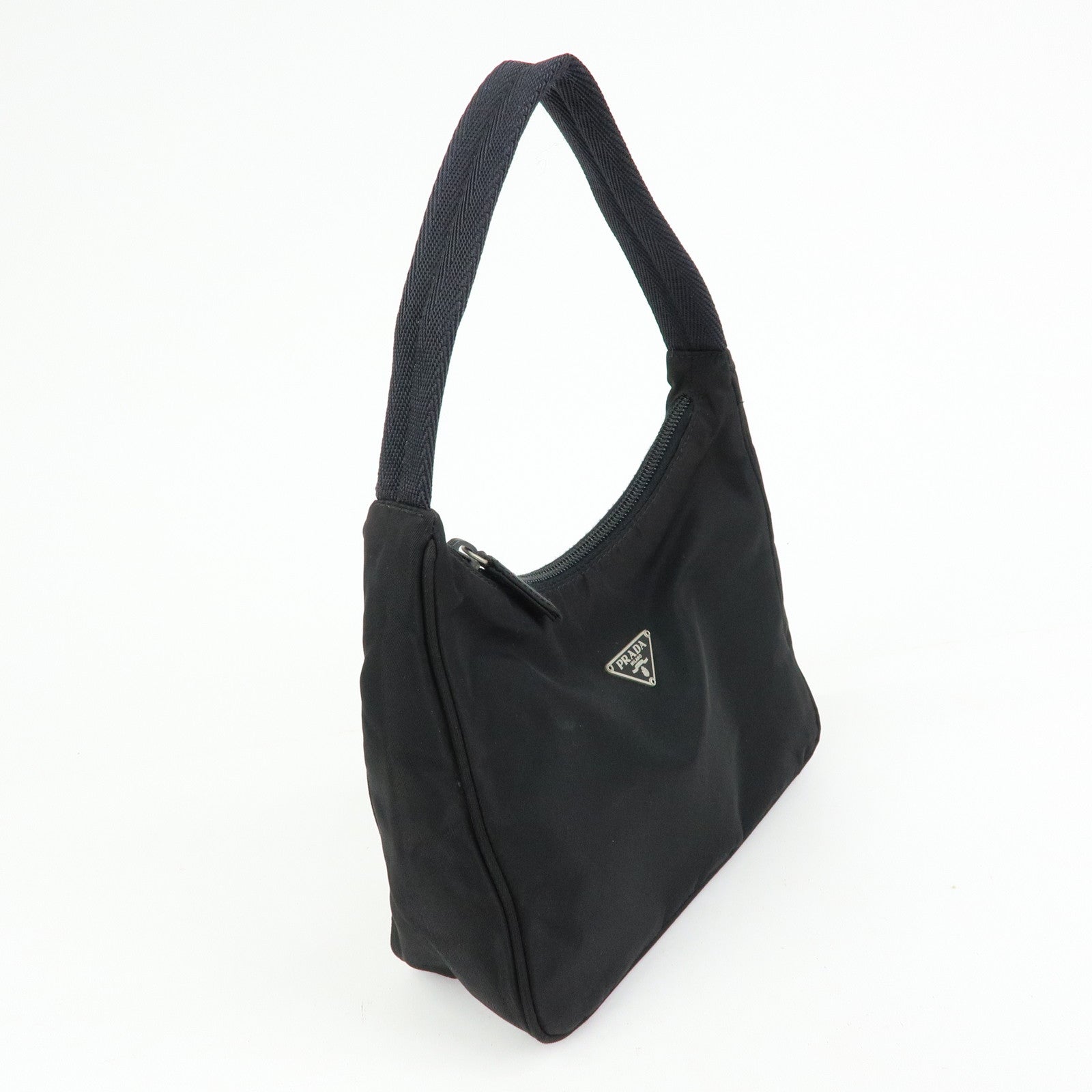 PRADA Triangle Logo Nylon Mini Hand Bag Shoulder Bag Black
