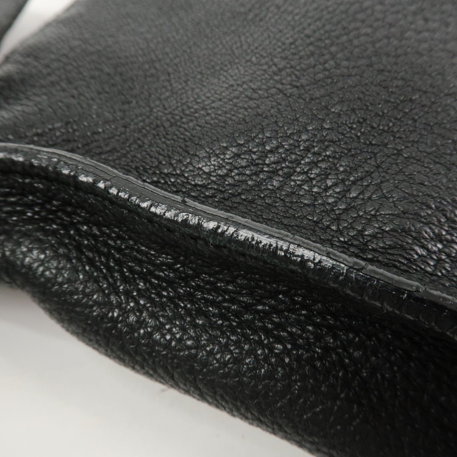 CHANEL Logo Leather Shoulder Bag Hand Bag Black