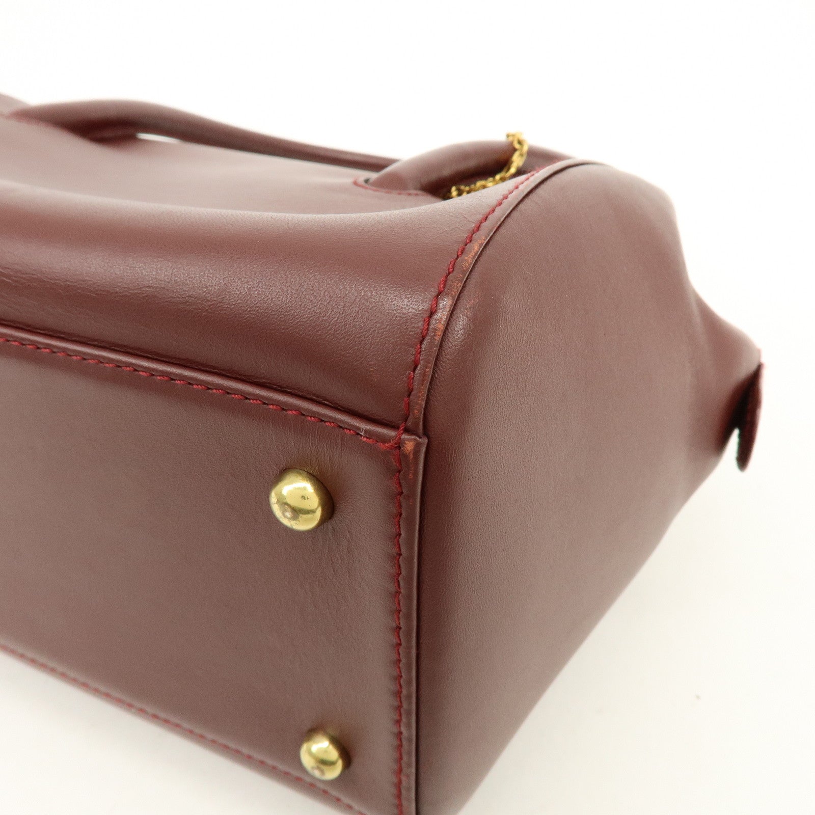 Cartier Must de Cartier Leather Hand Bag Tote Bag Bordeaux