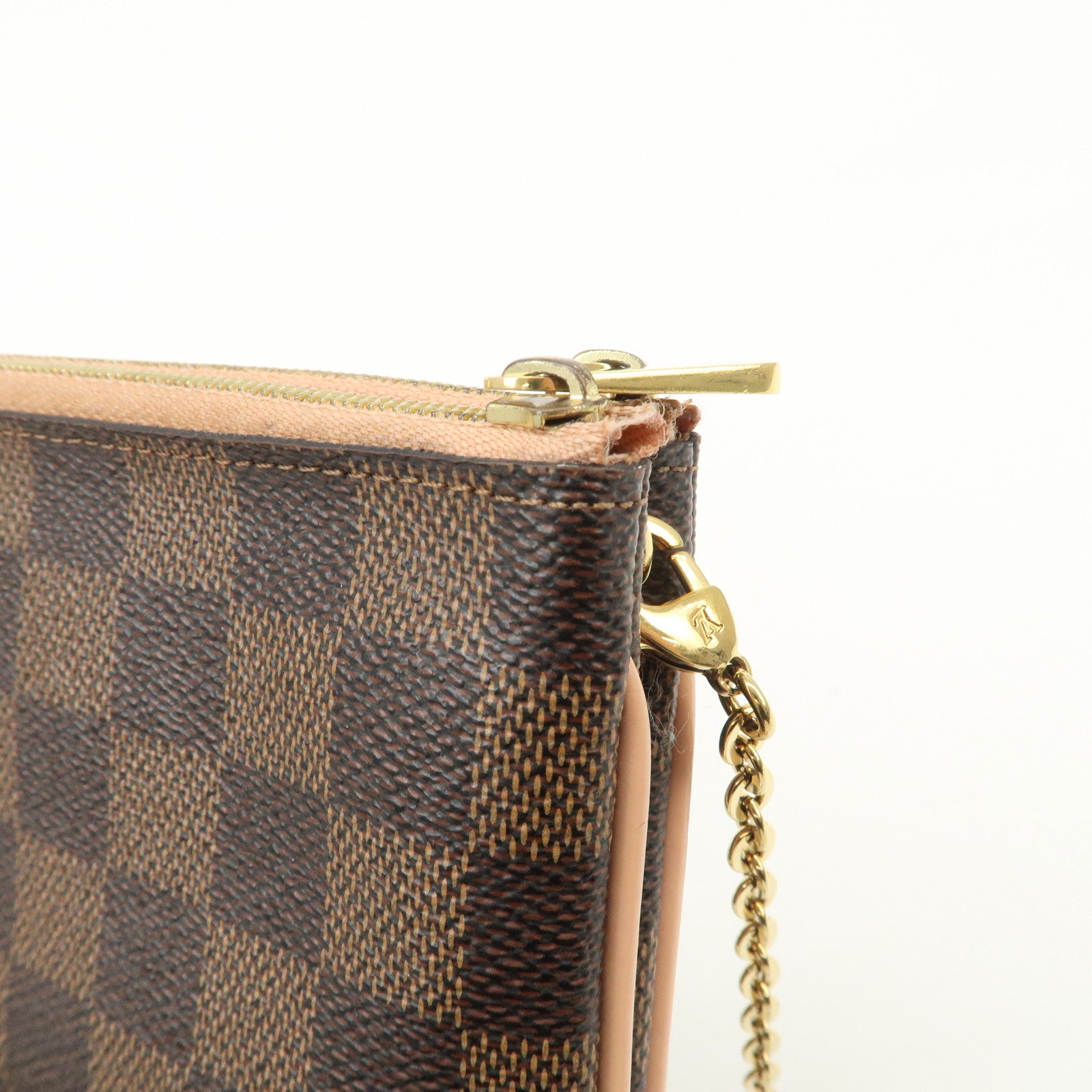 Louis Vuitton Damier Pochette Double Zip Shoulder Bag Brown N60254 Used