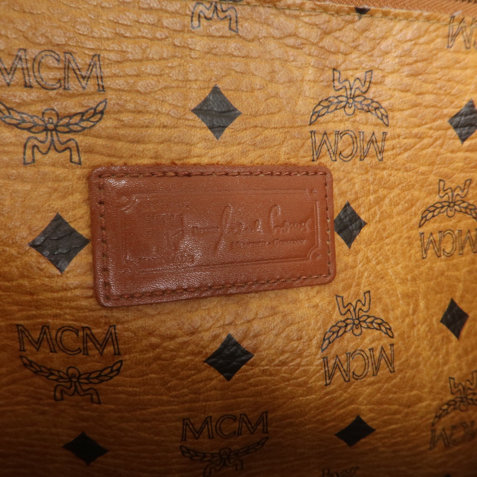 MCM Visetos Leather Tote Bag Shoulder Bag Hand Bag Brown