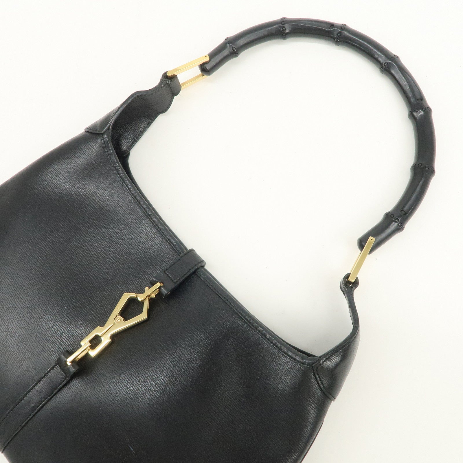 GUCCI Bamboo Leather Kandinsky Shoulder Bag Black 001・4060・002058