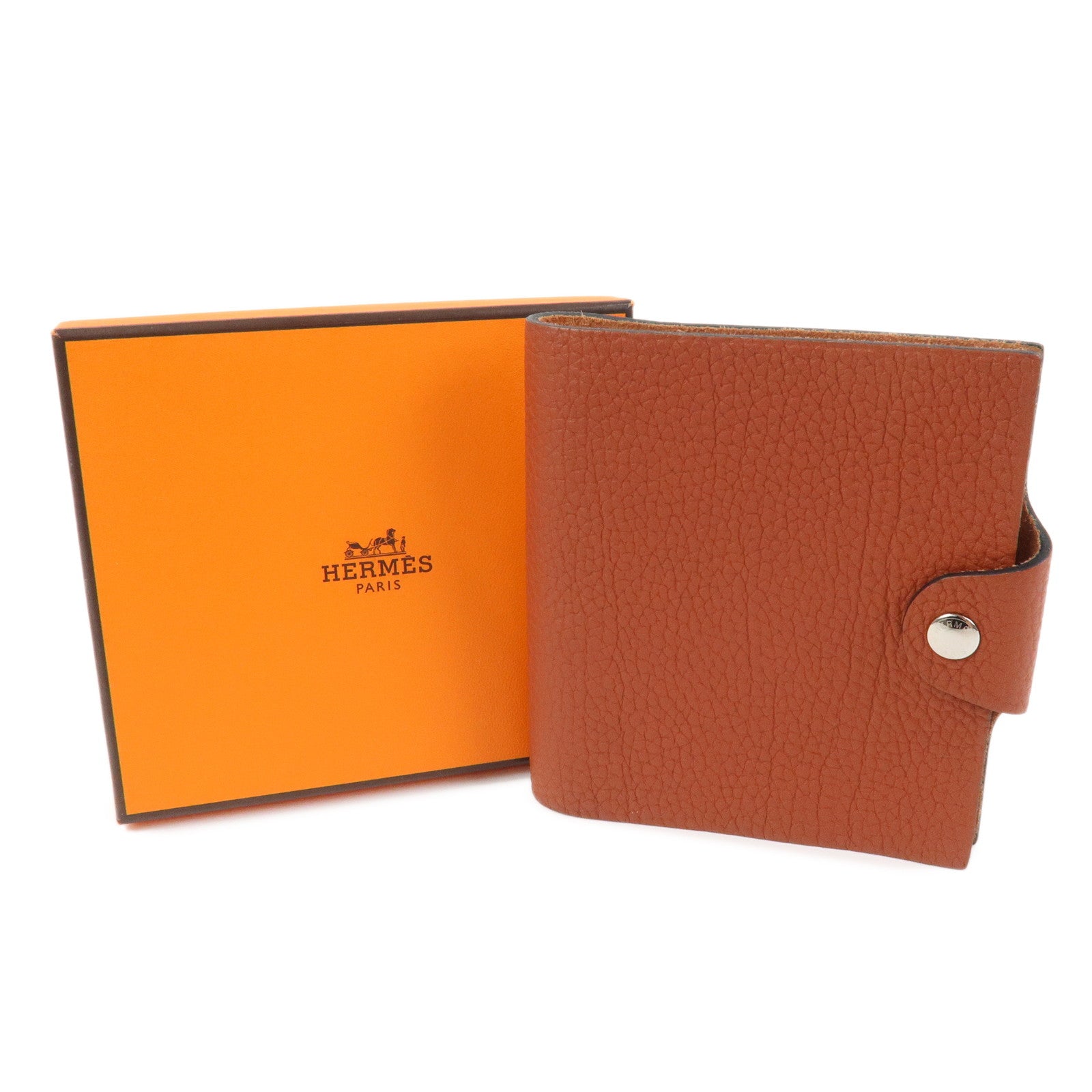 HERMES Ulysse Mini Leather A Stamped Notebook Planner Cover Brown