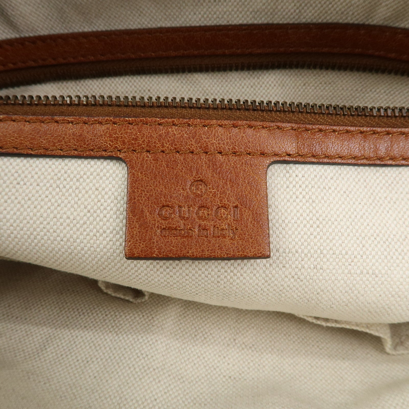 GUCCI Bamboo GG Canvas Leather Crafty Tote Bag Brown 339002