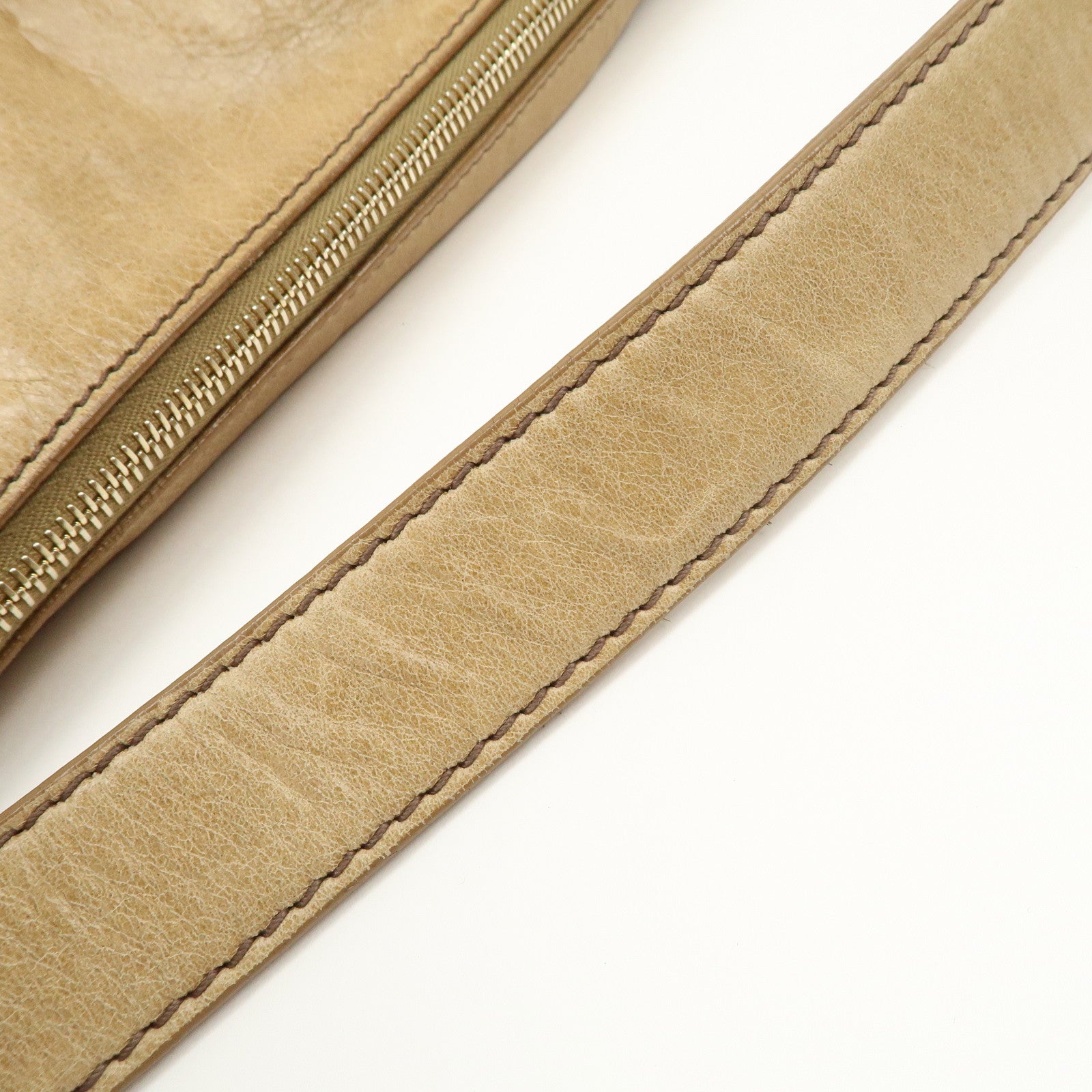 MIU MIU Leather Shoulder Bag Hand Bag Beige Gold Hardware