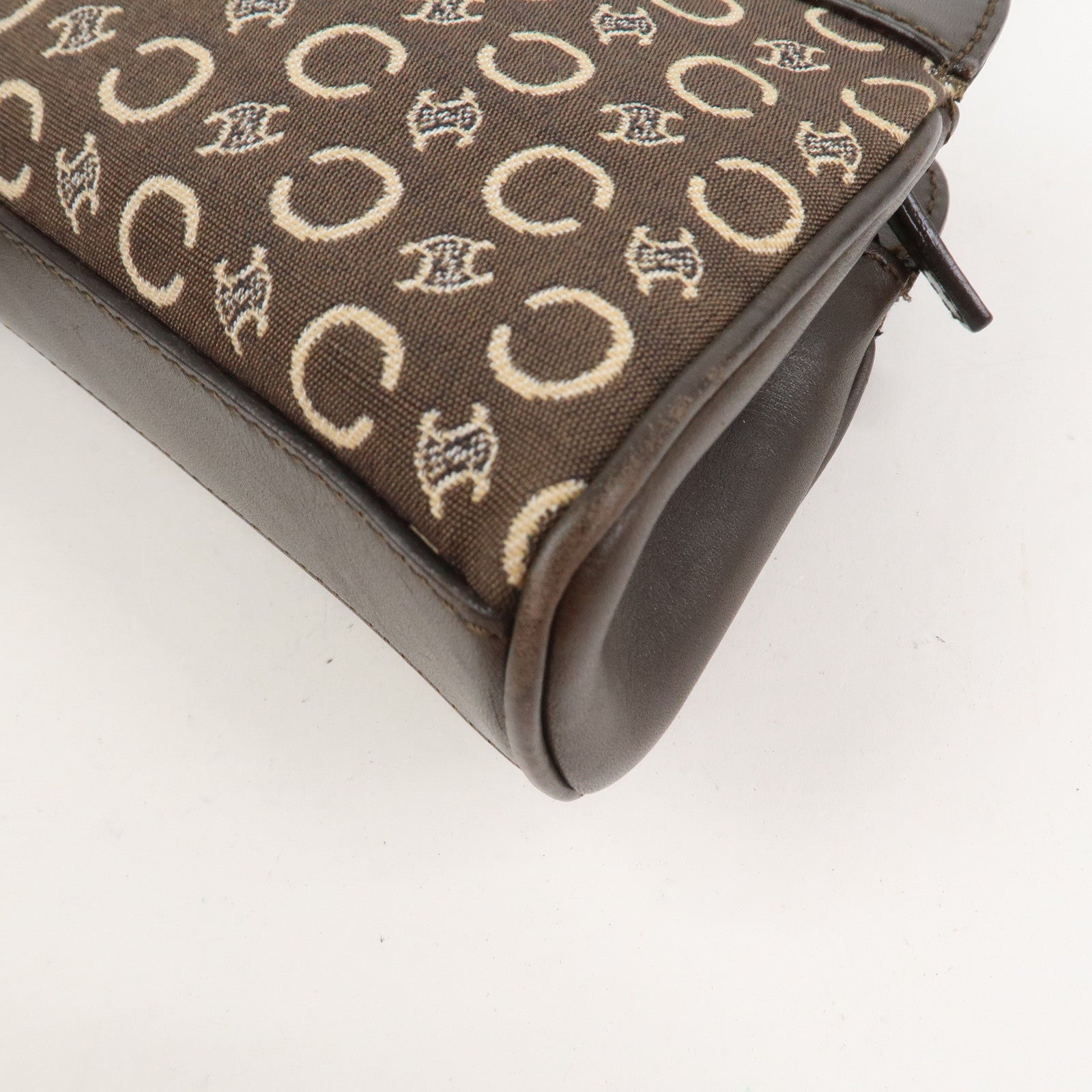 CELINE C Macadam Canvas Leather Hand Bag Brown