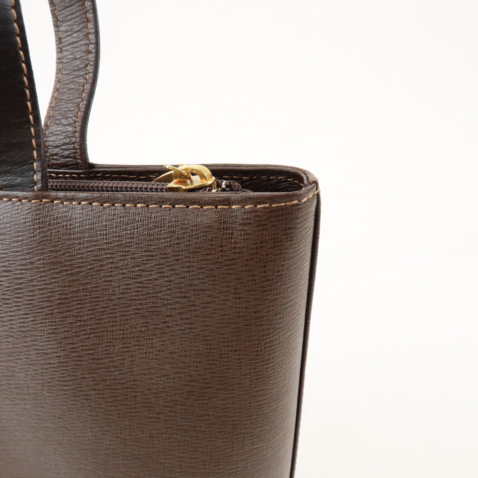 BURBERRY Logo Leather Tote Bag Shoulder Bag Brown