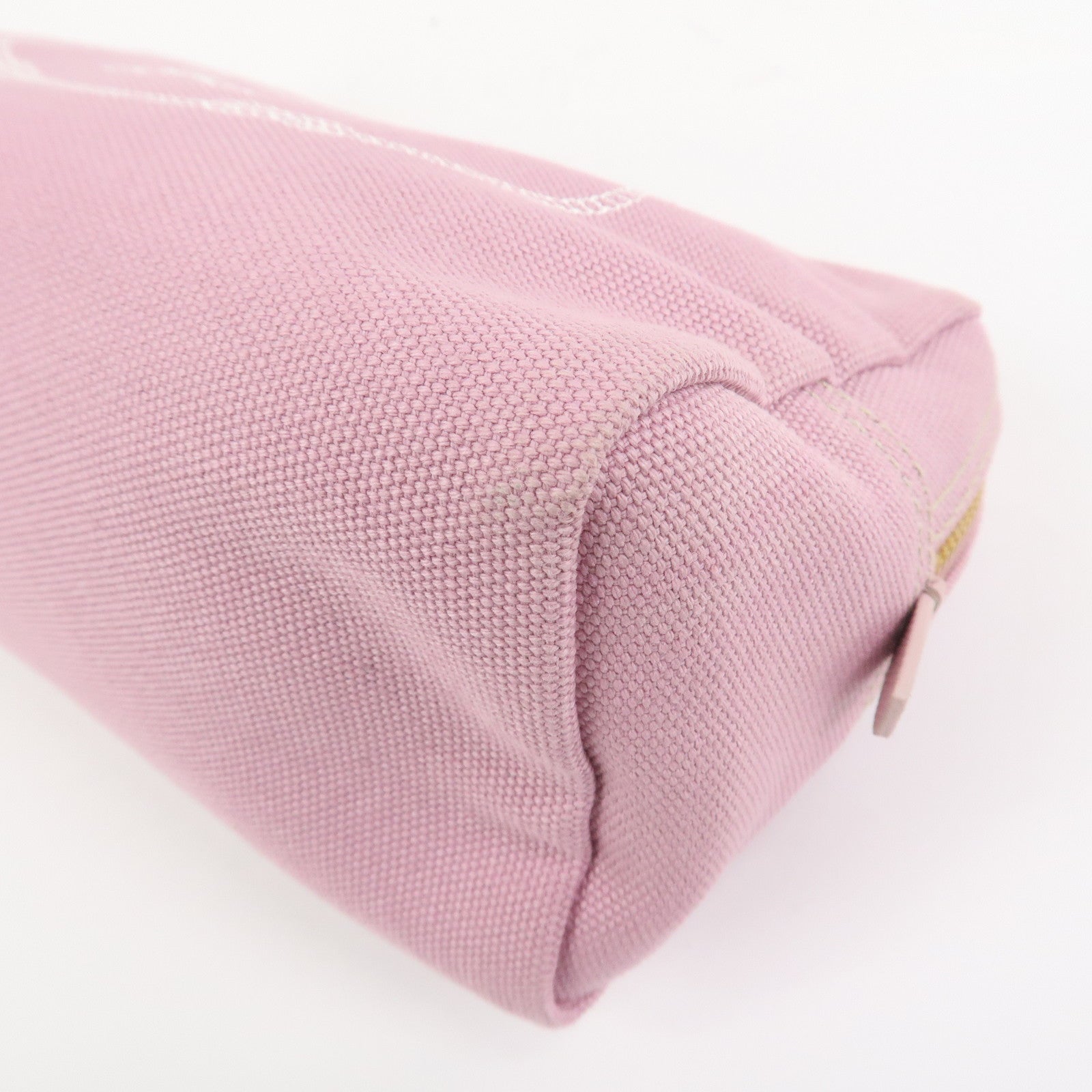 PRADA Logo Canapa Canvas Cosmetic Pouch Makeup Bag Pink 1NA693