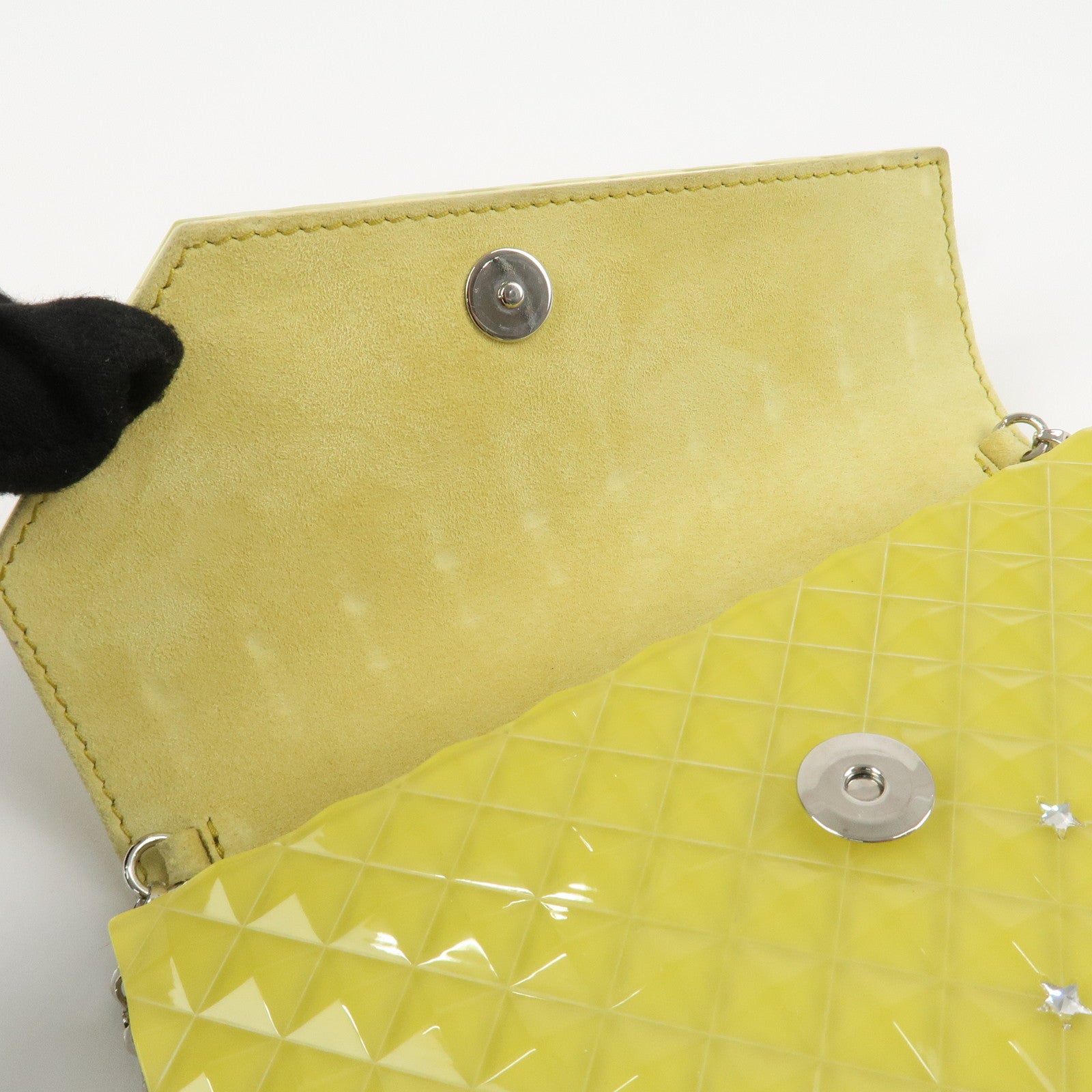 JIMMY CHOO Plastic Candy Clutch Bag Shoulder Bag Star Yellow Used
