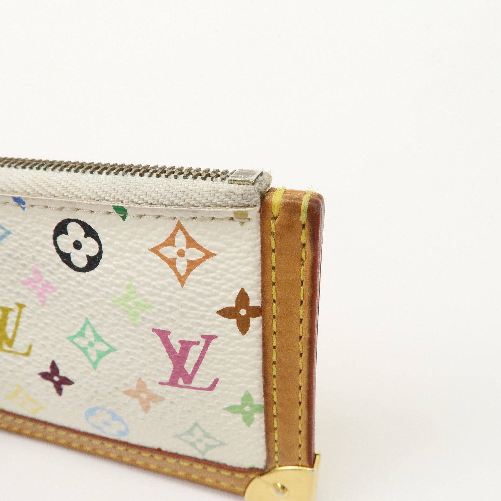 Louis Vuitton Monogram Multicolor Pochette Cles Coin Case Blanc M92655 Used