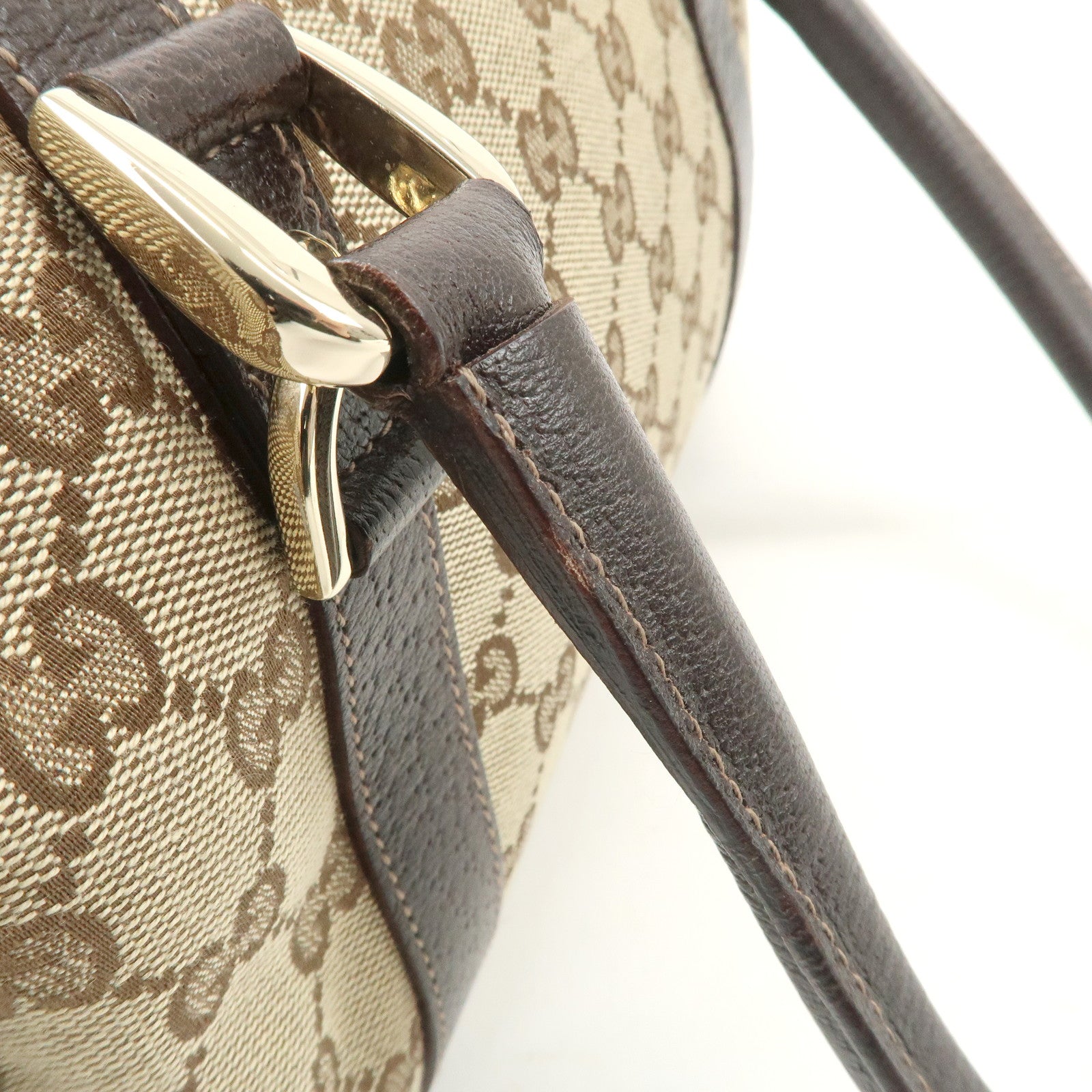 GUCCI Abbey GG Canvas Leather Mini Boston Bag Beige Brown 130942 Used