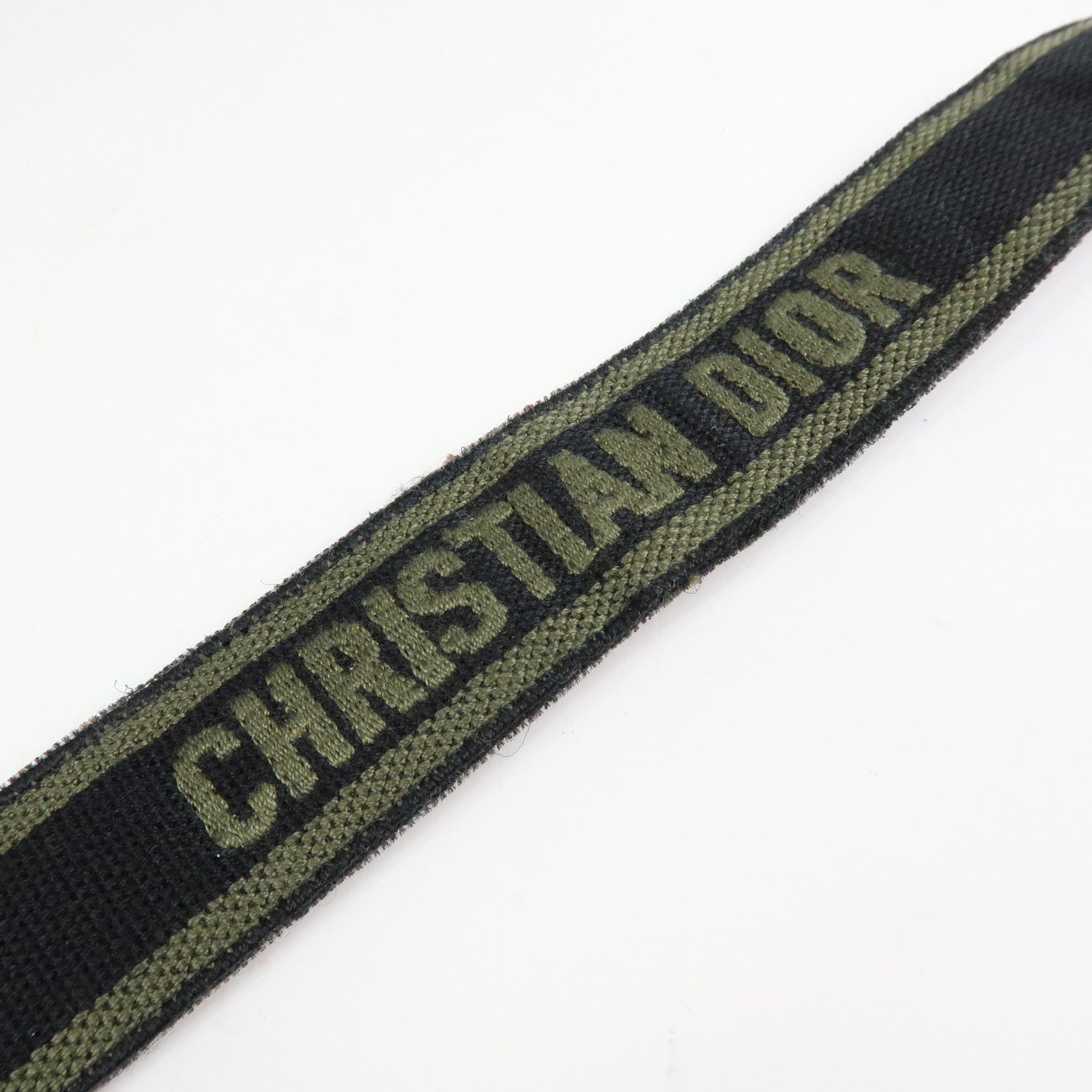 Christian Dior Dior Camp Cotton Canvas Shoulder Bag Khaki Black