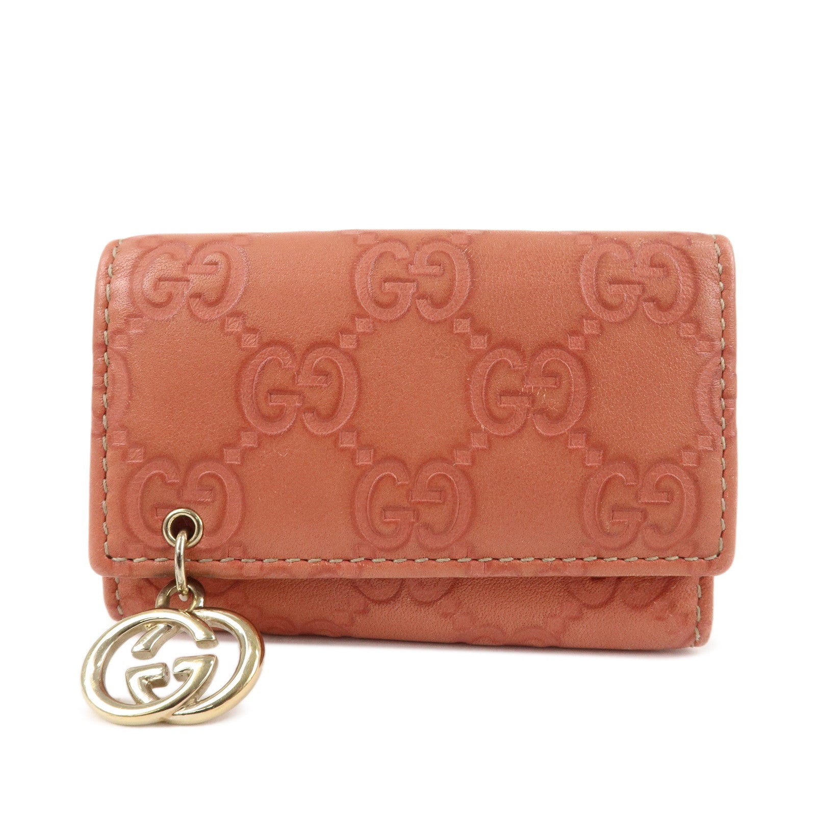 GUCCI Guccissima Leather 6 Rings Key Case Pink Gold HDW 212111 Used