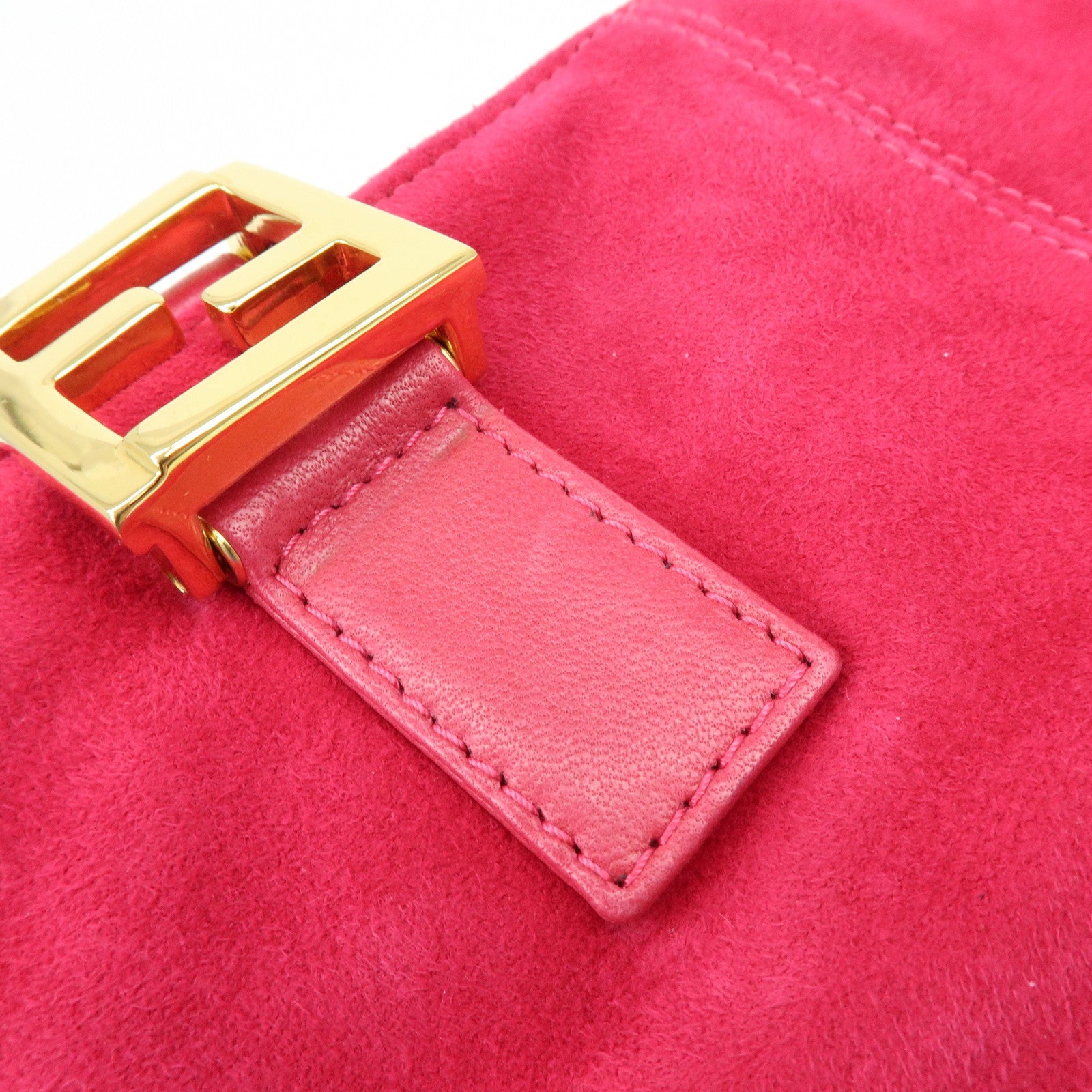 FENDI Logo Suede Leather Hand Bag Tote Bag Pink 2308・26693・609