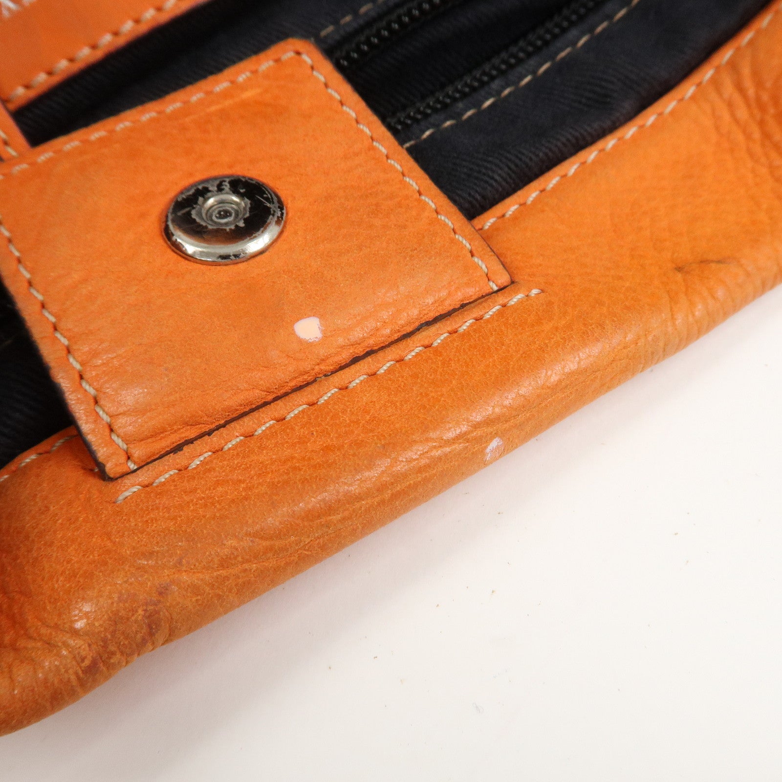 LOEWE Anagram Logo Leather Shoulder Bag Hand Bag Orange