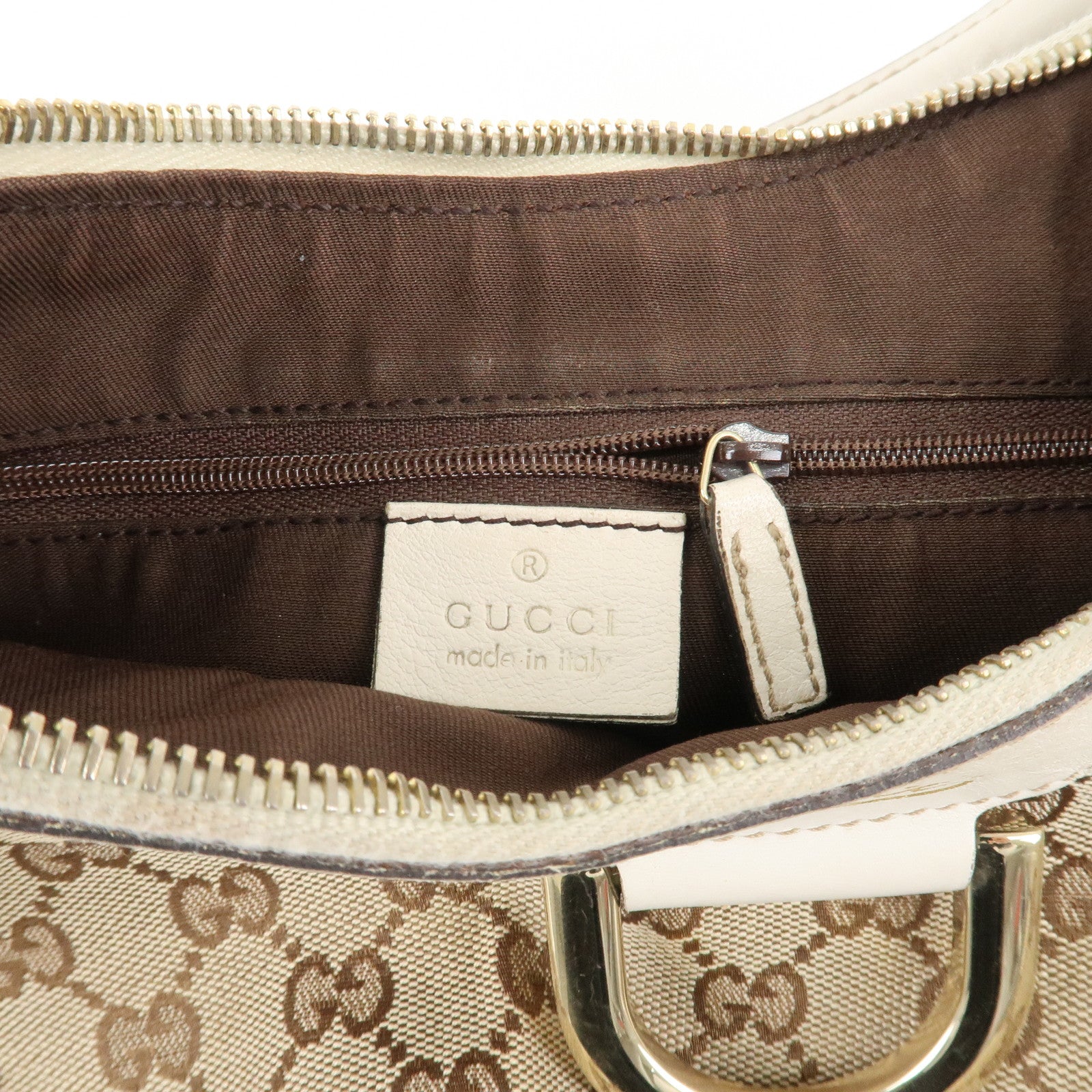 GUCCI Abbey GG Canvas Leather Shoulder Bag Beige 190525 Used