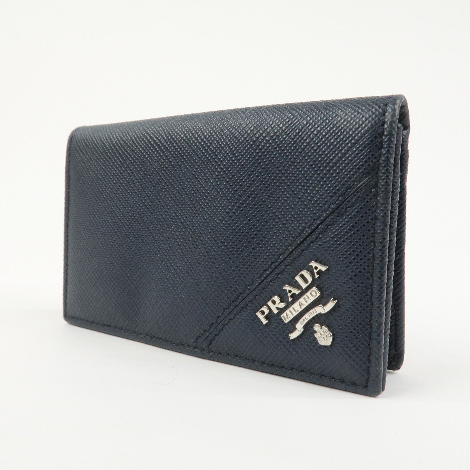 PRADA Saffiano Leather Card Case Card Holder Navy 2MC122