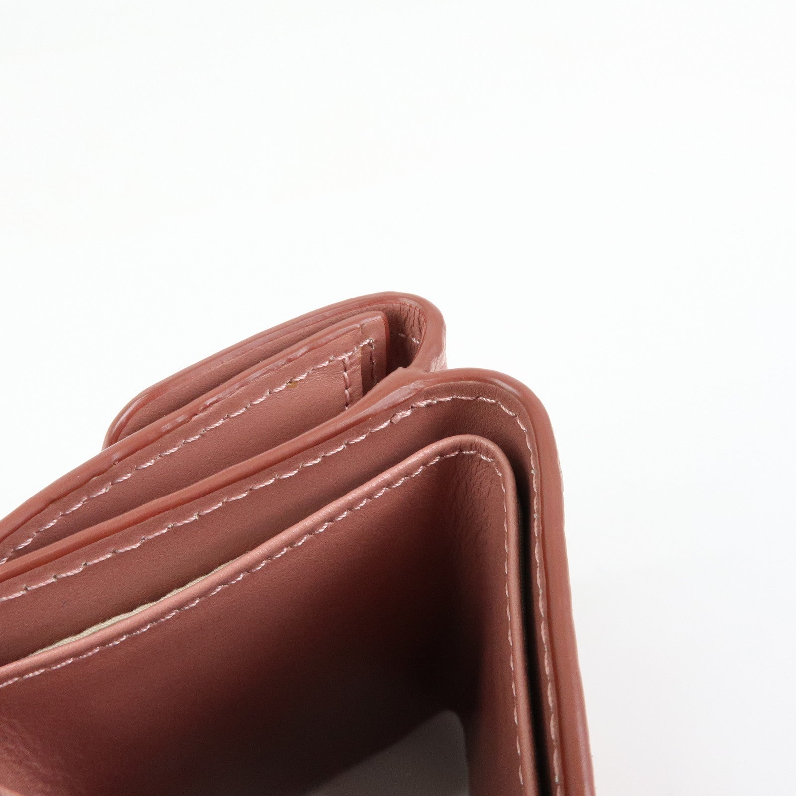 Chloe Aby Lock Leather Compact Trifold Wallet Pink