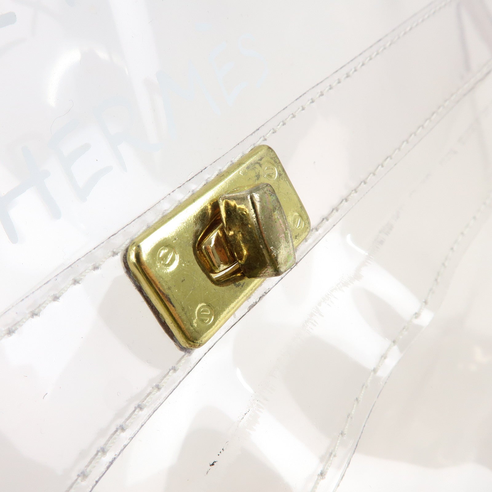 HERMES Kelly Vinyl Hand Bag Clear