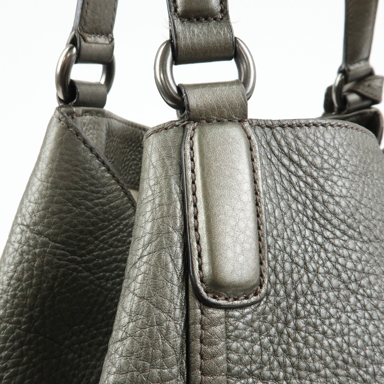 GUCCI SOHO Interlocking G Leather Tote Bag Hand Bag Silver 282309