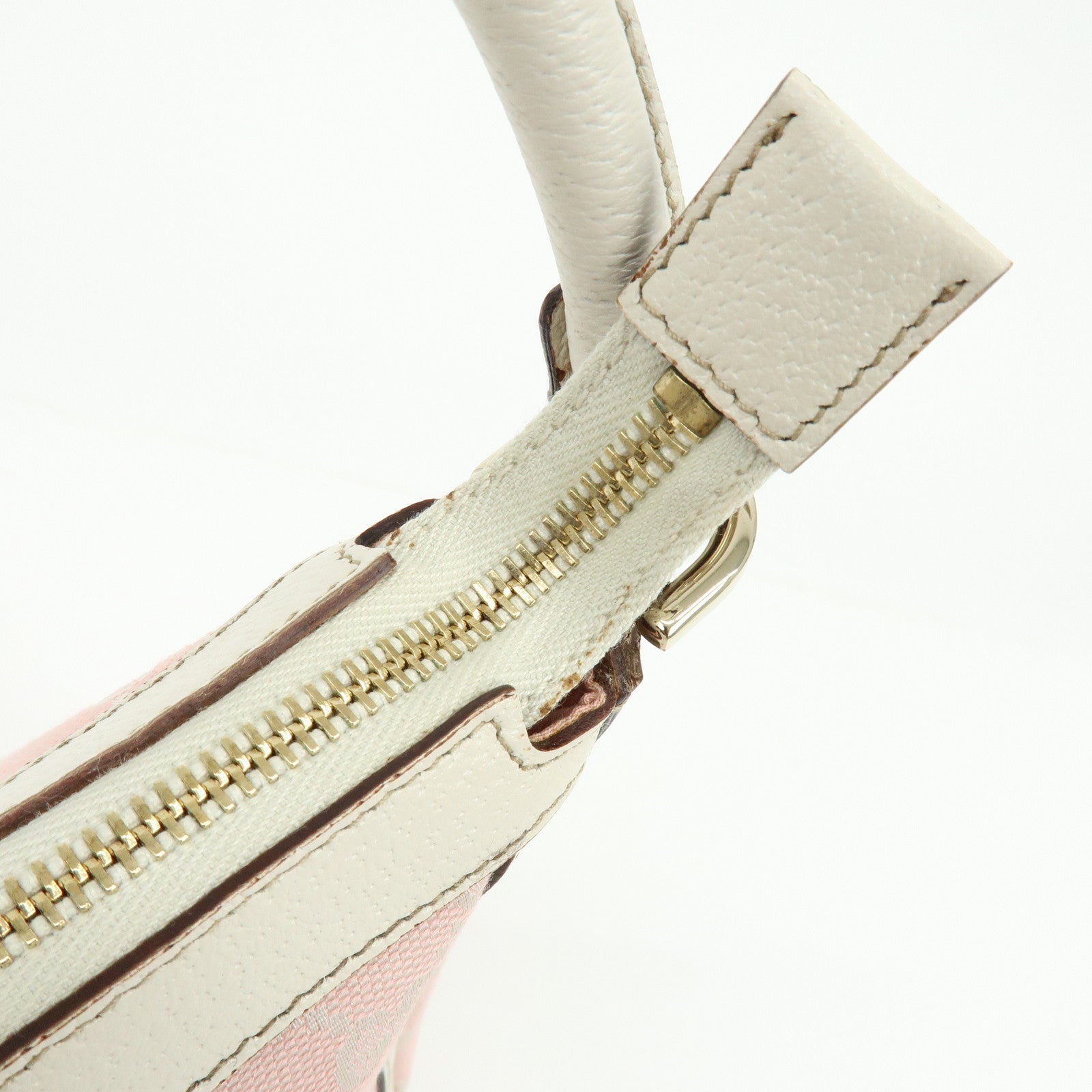 GUCCI GG Canvas Leather Shoulder Bag Hand Bag Pink White 146244