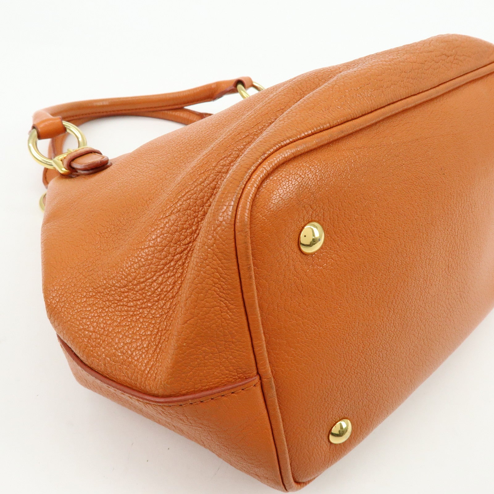 MIU MIU Madras Leather 2Way Shoulder Bag Hand Bag Orange RN0886