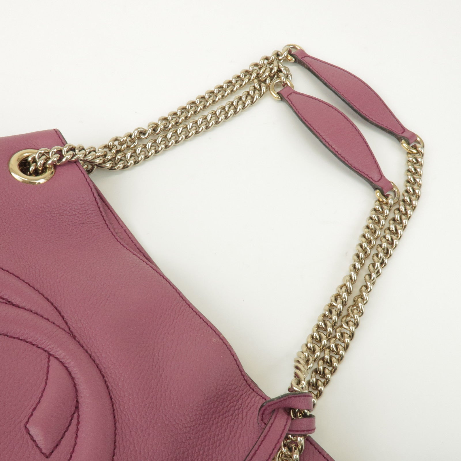 GUCCI SOHO Interlocking G Leather Chain Shoulder Bag Pink 308982