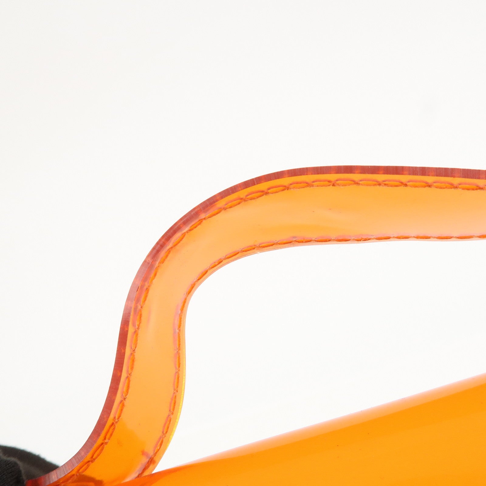 HERMES Kelly Vinyl Hand Bag Clear Transparent Orange