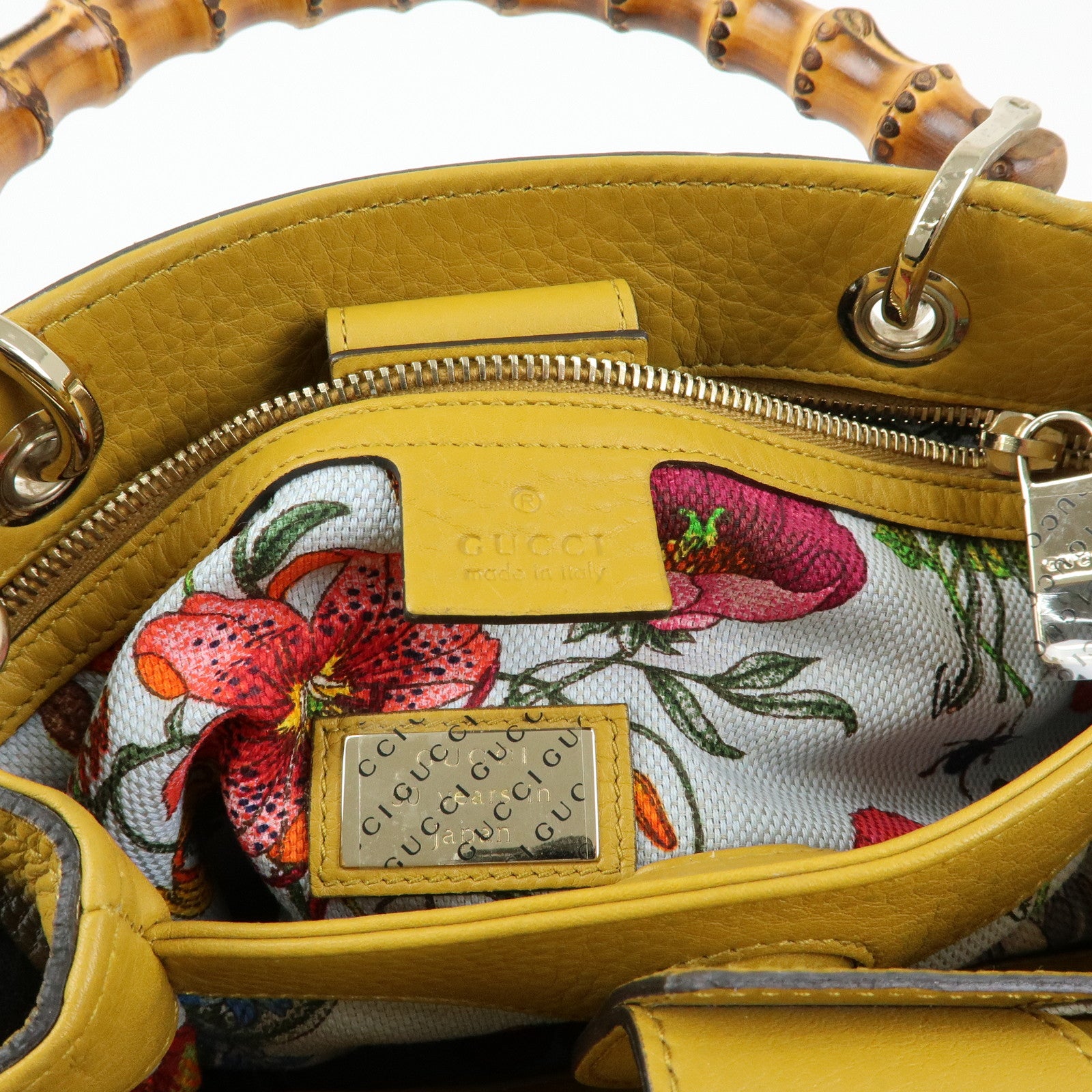 GUCCI Bamboo Leather 2Way Bag GUCCI 50years in Japan Mustard 336032