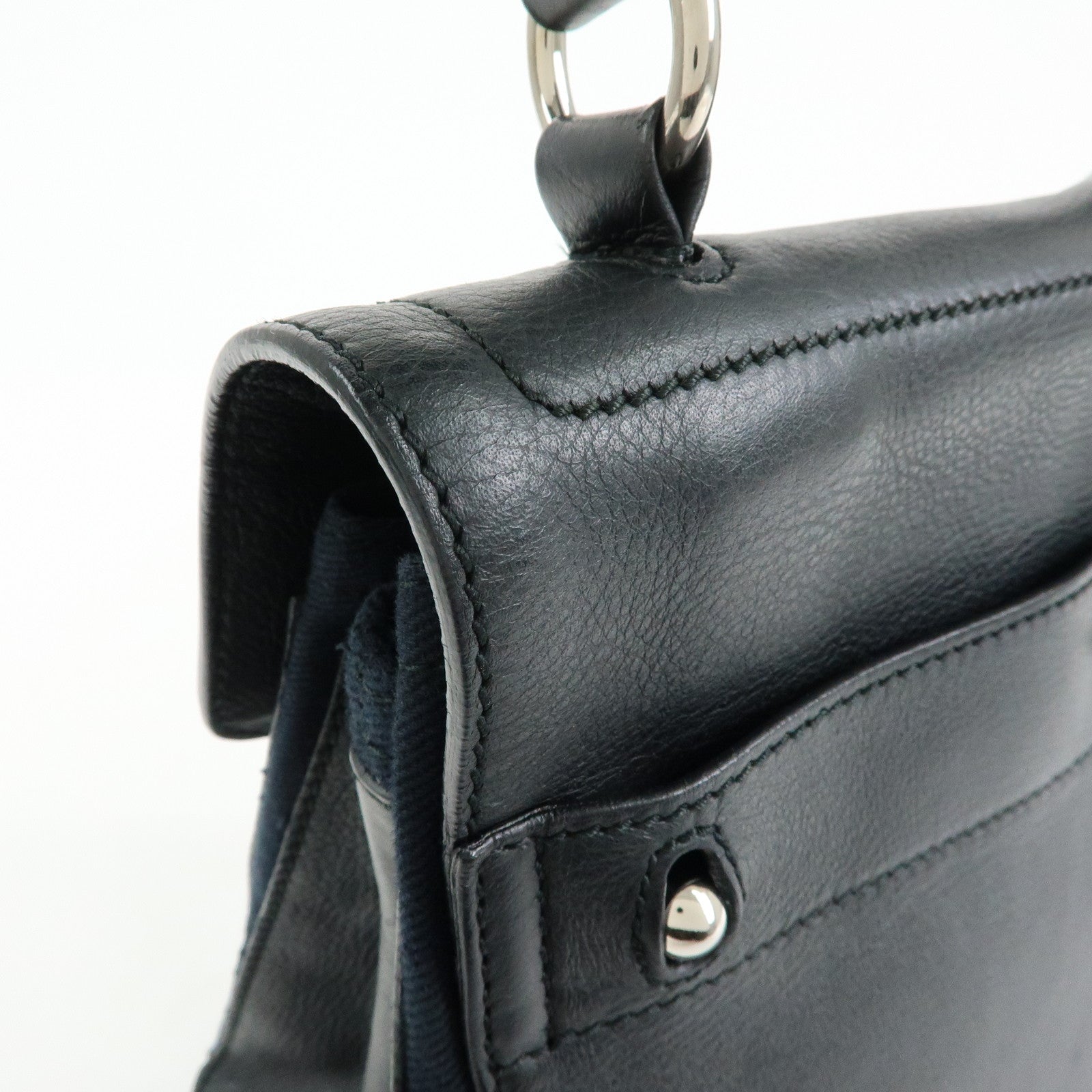 SAINT LAURENT PARIS Muse Two Leather Canvas 2WAY Bag Black 527411