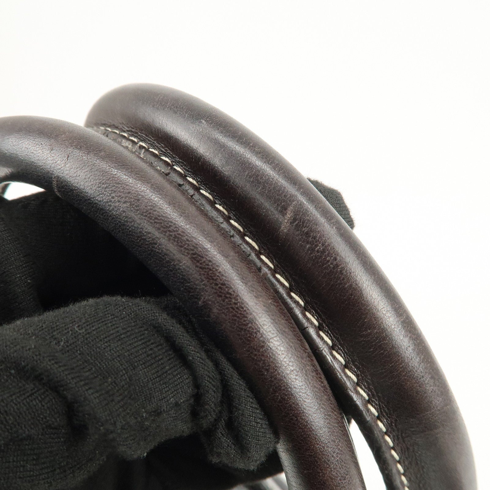 CELINE Macadam Logo Leather Tote Bag Hand Bag Dark Brown