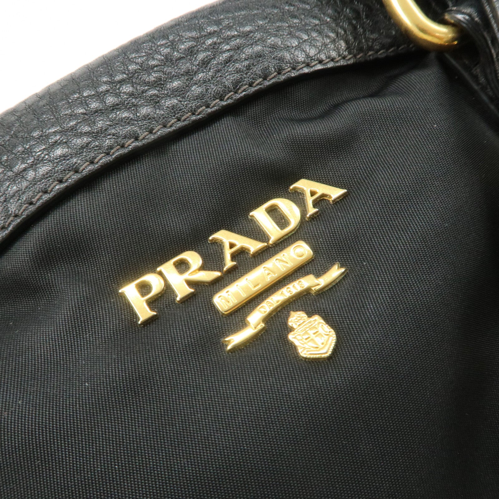 PRADA Nylon Leather 2WAY Bag Hand Bag Shoulder Bag Black BN2032