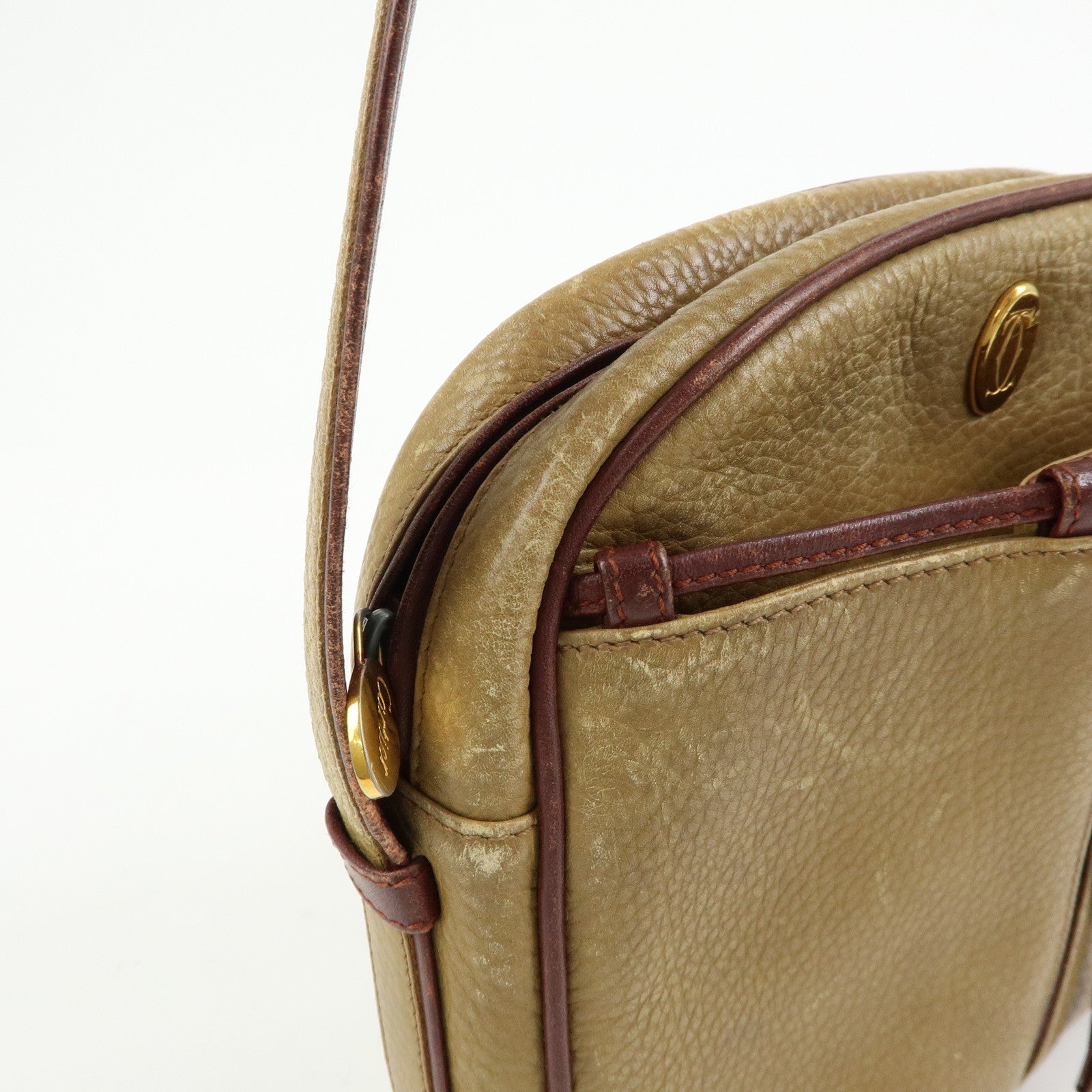 Cartier Must de Cartier Leather Shoulder Bag Crossbody Bag Beige