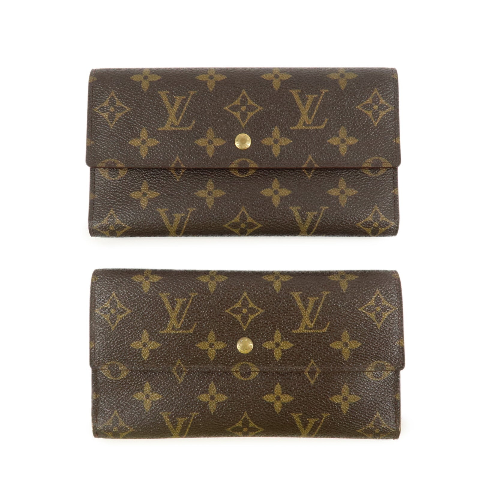 Louis Vuitton Set of 2 Monogram Canvas Long Wallet M61215 Used