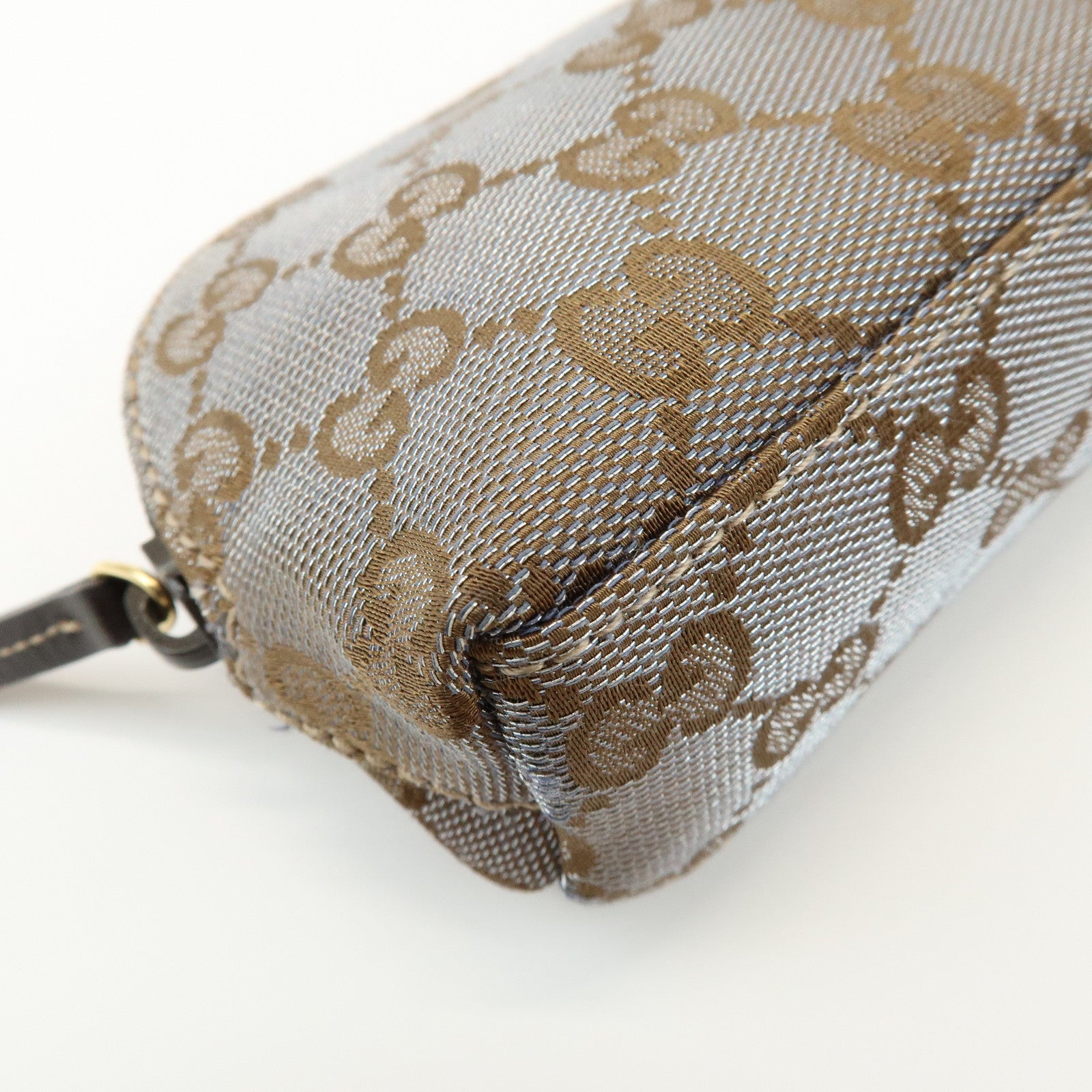 GUCCI GG Mnogram Canvas Leather Cosmetic Pouch Brown 272367