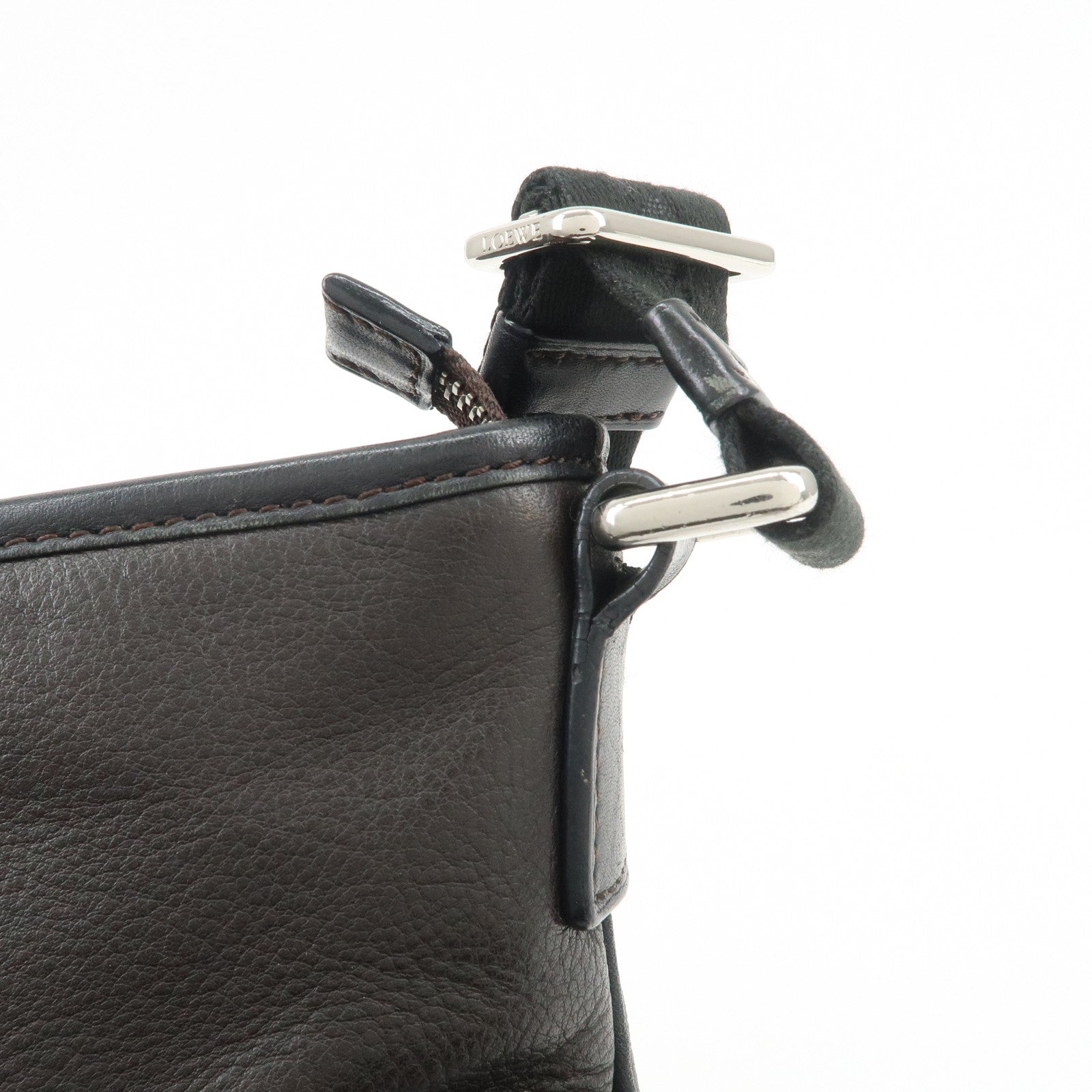 LOEWE Anagram Logo Leather Shoulder Bag Crossbody Bag Dark Brown