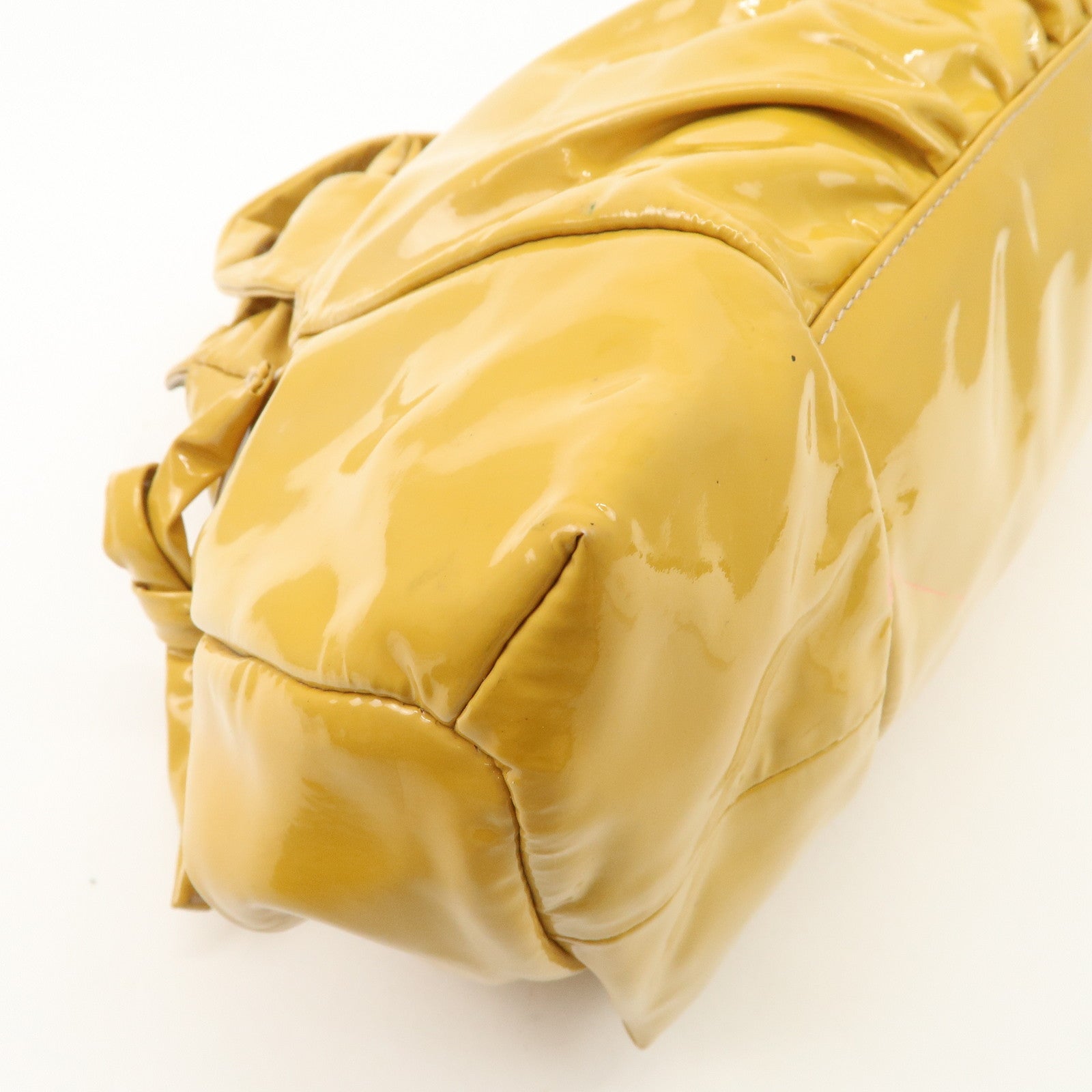 GUCCI Hysteria Patent Leather Hand Bag Tote Bag Yellow 197020
