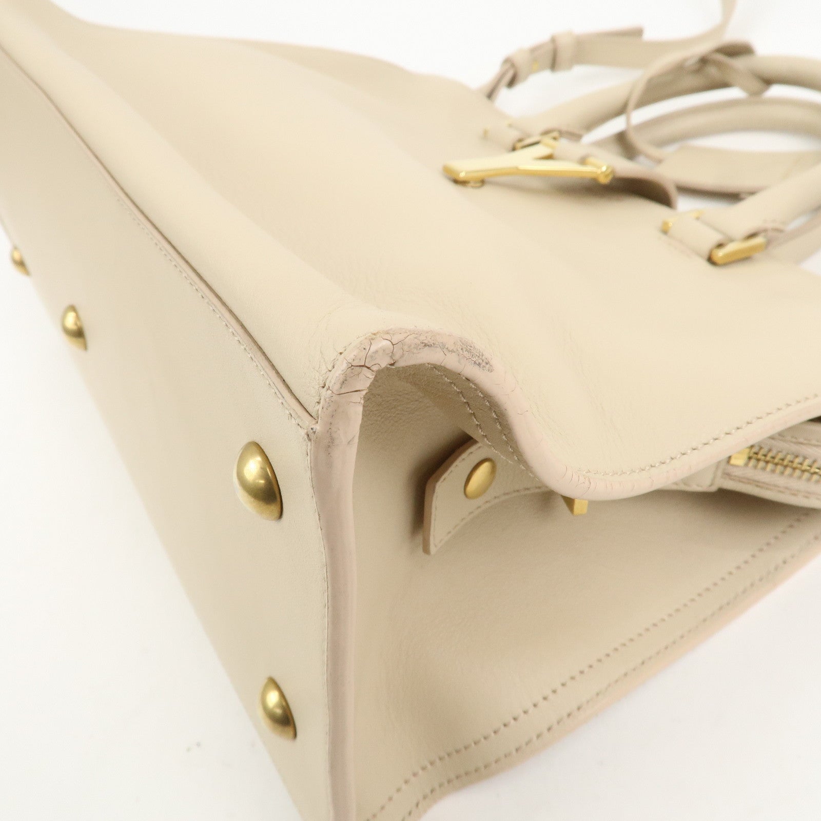 SAINT LAURENT PARIS Leather Petit Cabas Y 2WAY Bag Beige 311210