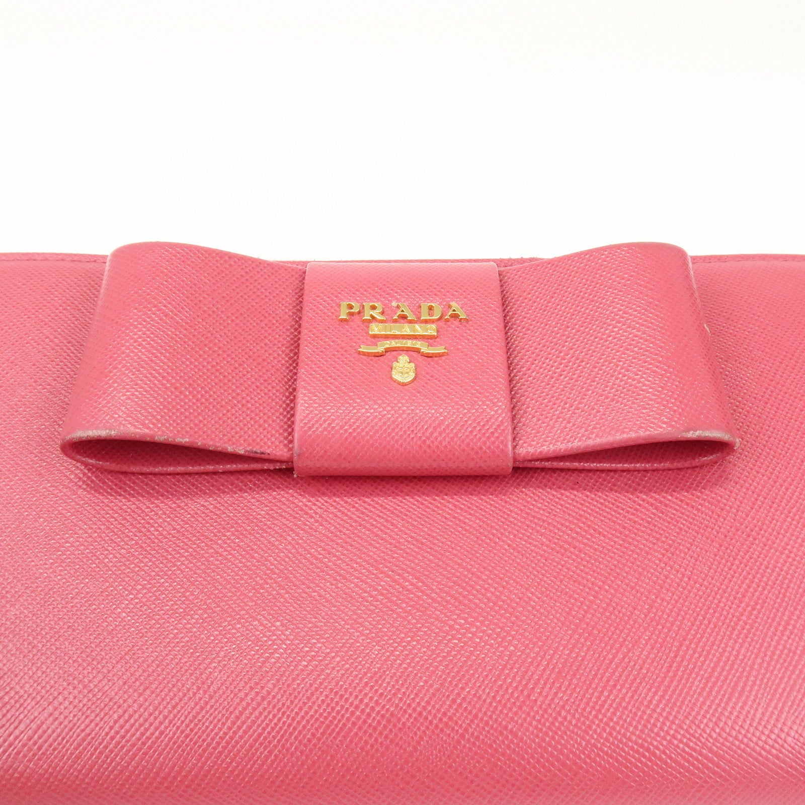 PRADA Saffiano Leather Round Zippy Wallet Pink Pink 1M0506