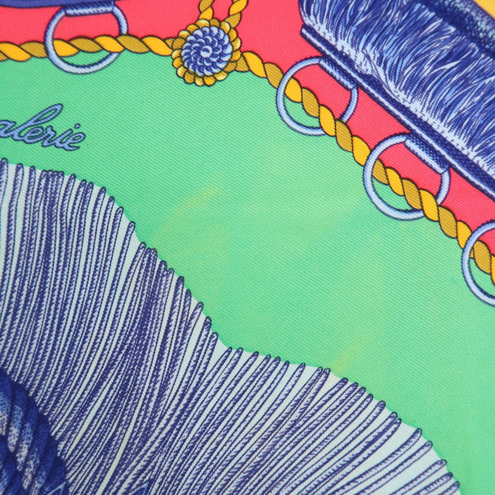 HERMES Carre 90 Silk 100% Scarf Poste et Cavalerie Green Red Blue