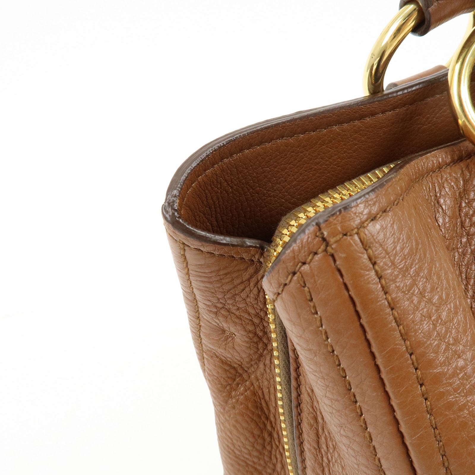 MIU MIU Madras Leather Tote Bag Shoulder Bag Brown