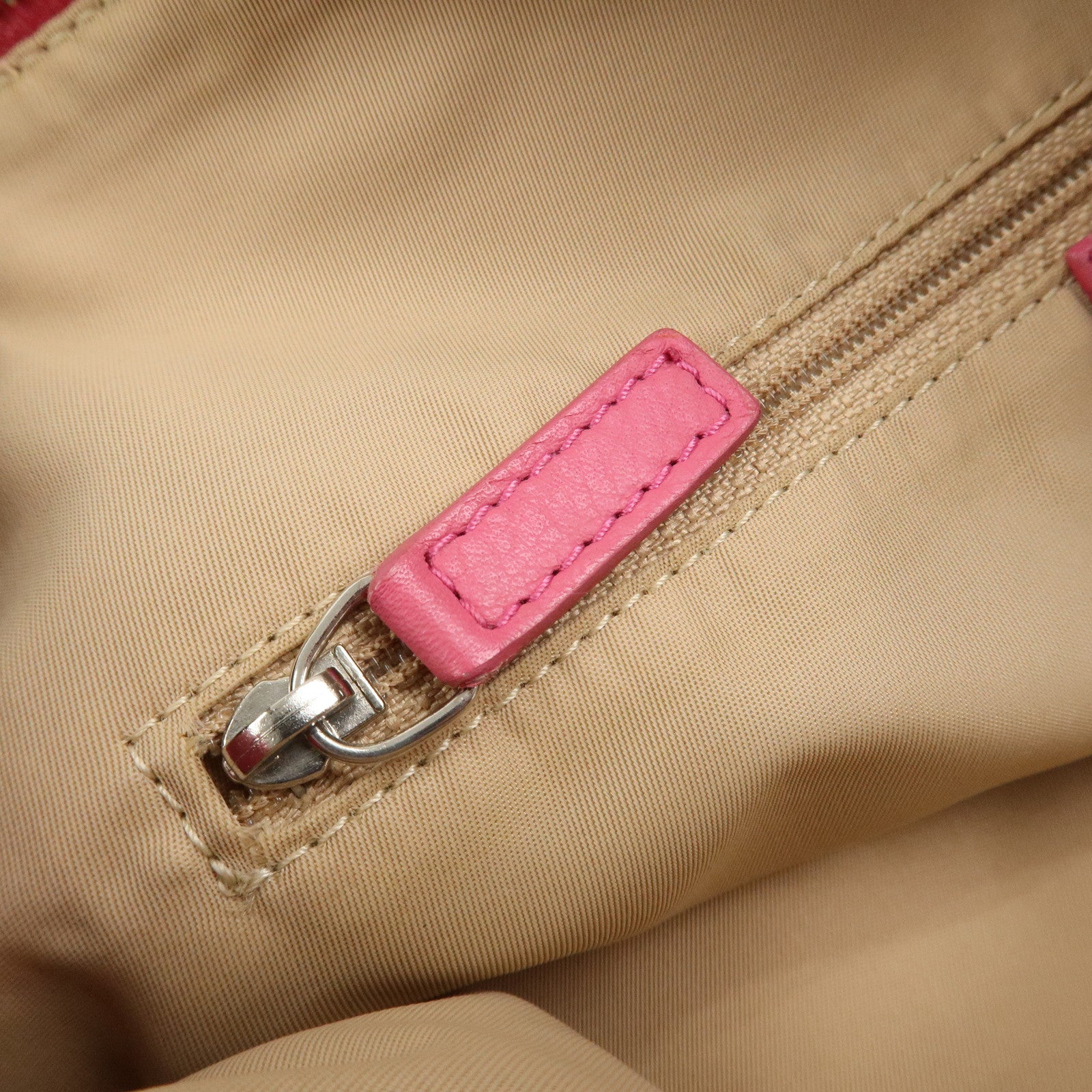 Christian Dior Trotter Canvas Leather Shoulder Bag Beige Pink