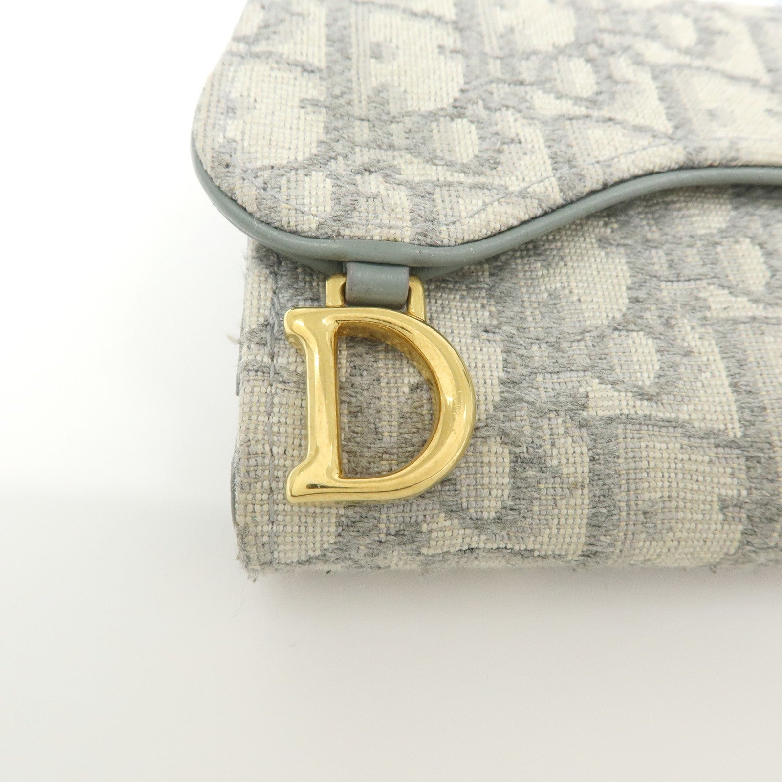Christian Dior Trotter Jacquard Canvas Bi-fold Compact Wallet Gray