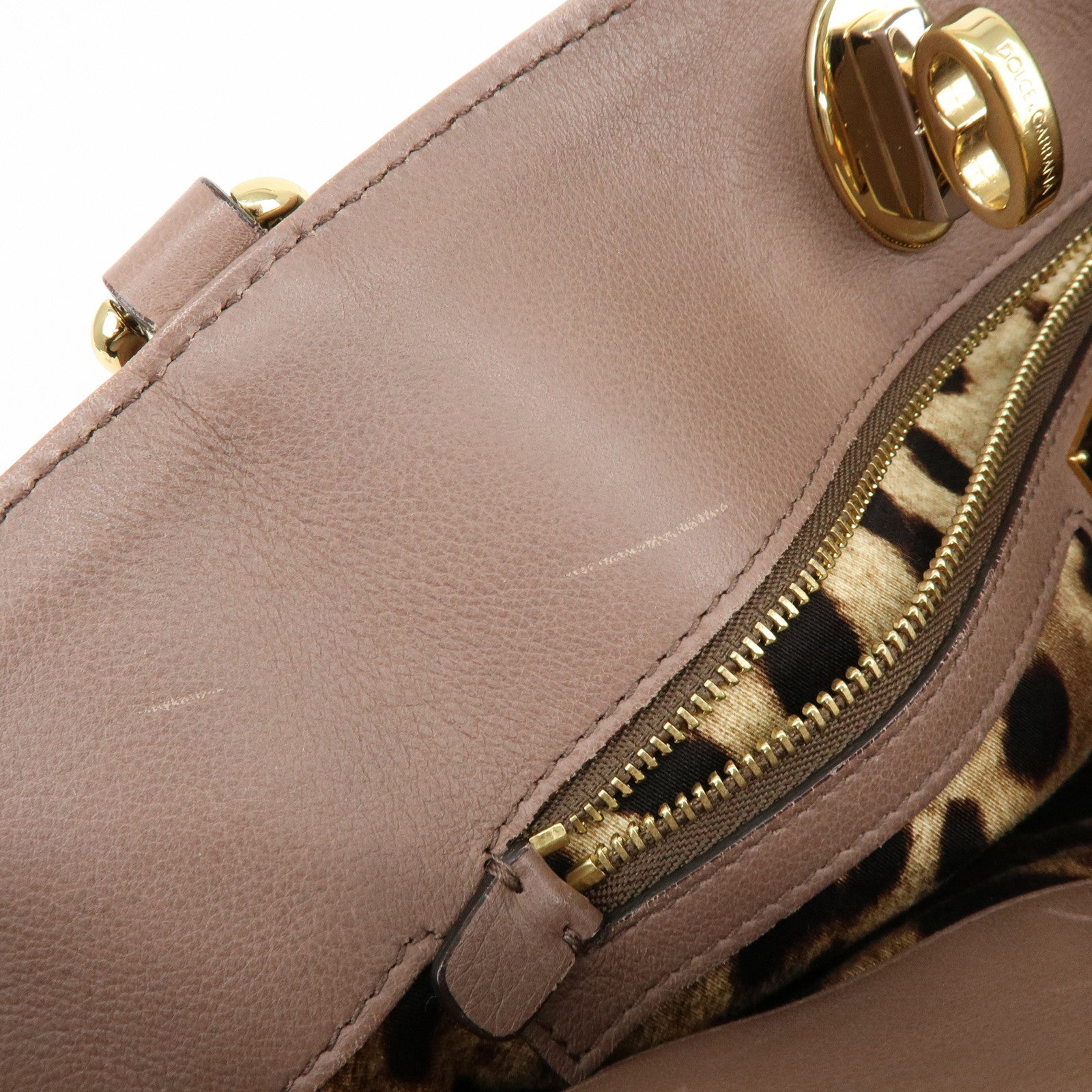 Dolce & Gabbana Leather 2Way Bag Hand Bag Shoulder Bag Brown