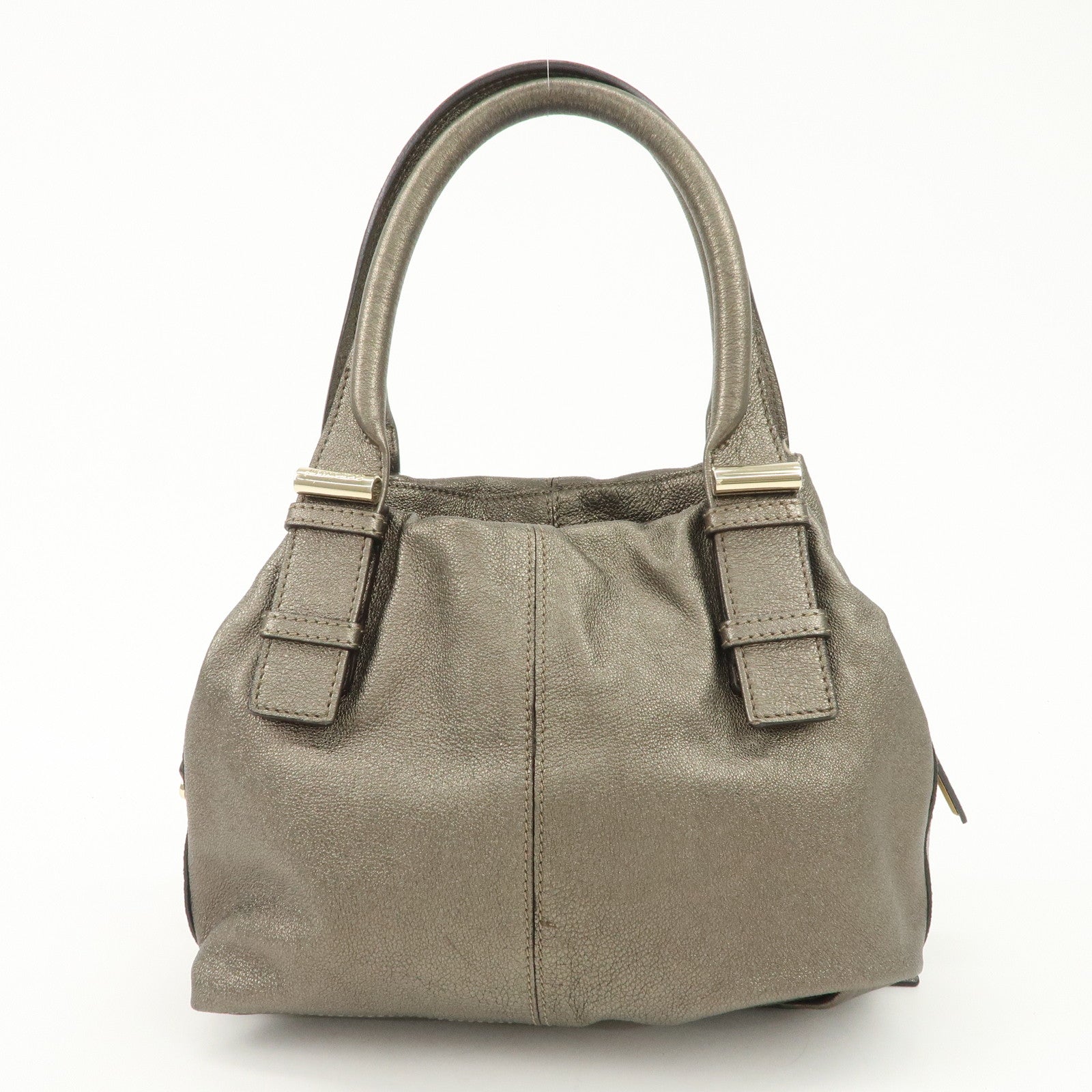 JIMMY CHOO Tulita Leather Shoulder Bag Hand Bag Metallic Brown