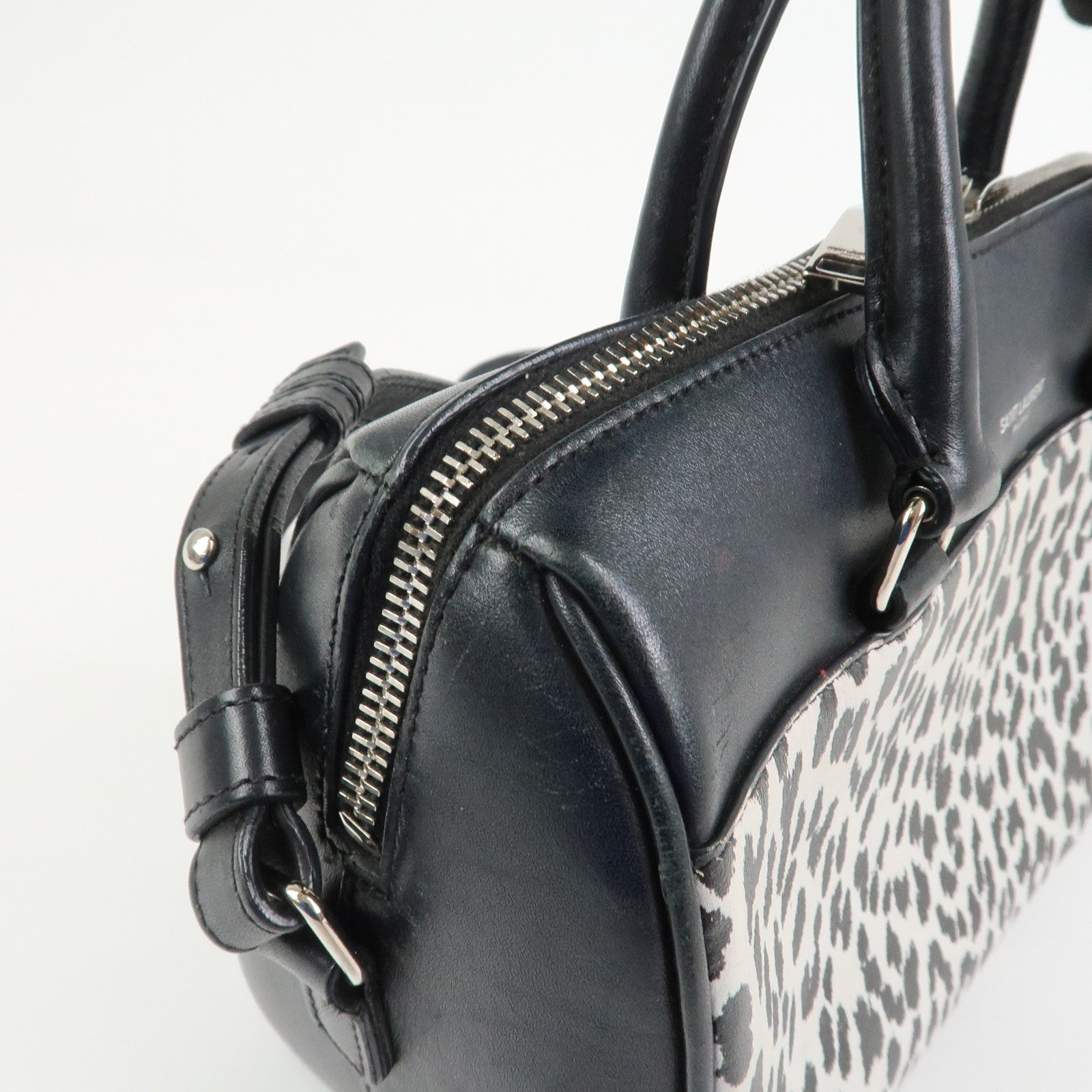 SAINT LAURENT PARIS Leather 2Way Bag Hand Shoulder Bag Leopard